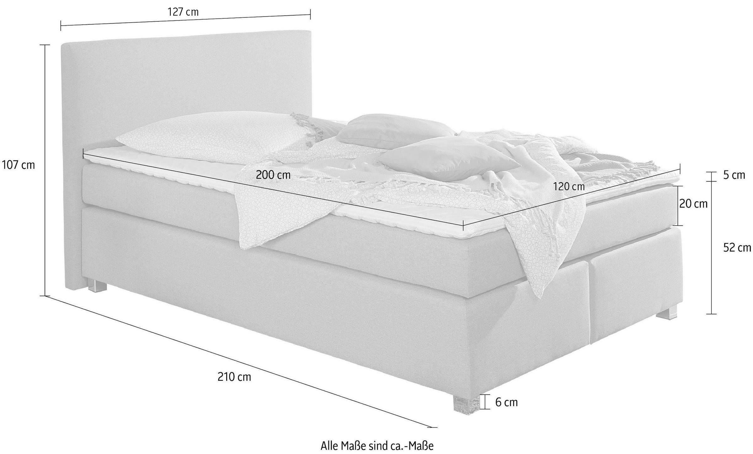 INOSIGN Boxspringbett »Eliana« inkl. Topper, in 4 Breiten, 3 Matratzenarten und 2 Härtegraden