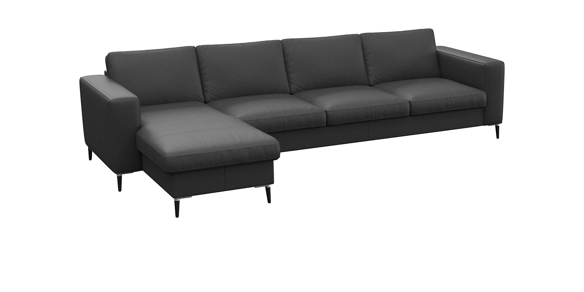 FLEXLUX Ecksofa »Fiore, L-Form«, breite Armlehnen, Kaltschaum, Füße Alu+schwarz