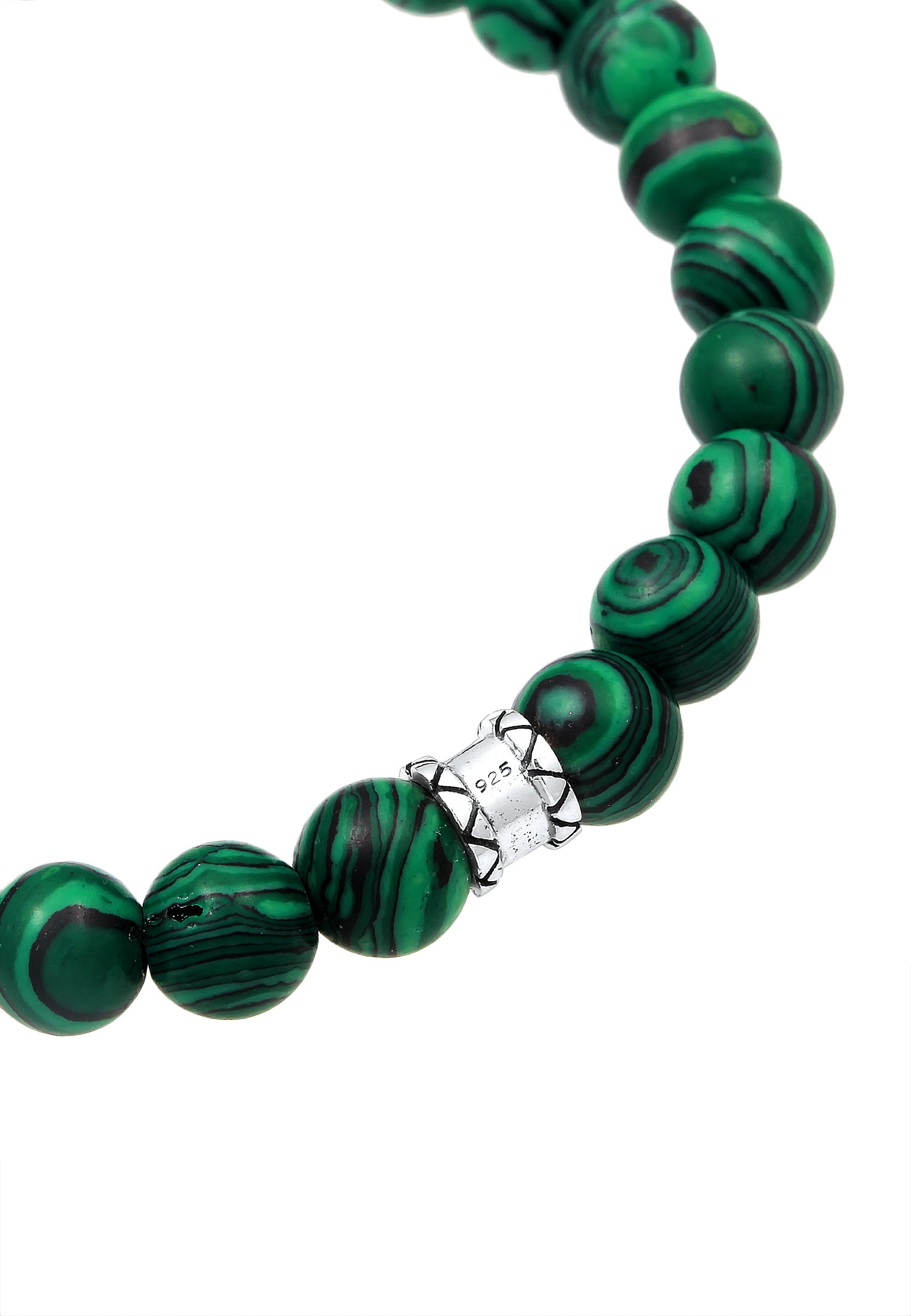 Kuzzoi Armkette »Armband Herren synth. Malachit Bead Oxidiert 925 Silber«