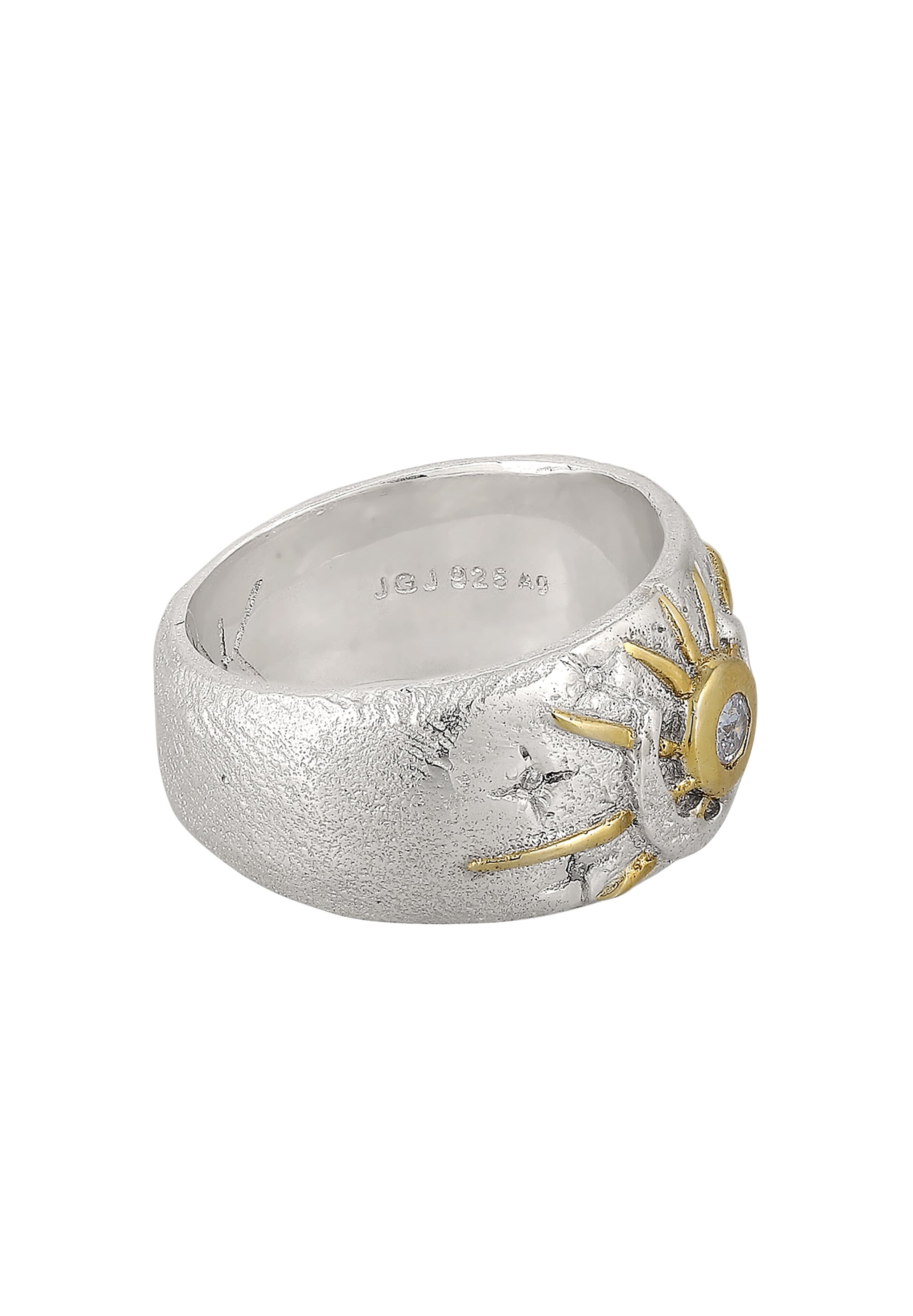 Kuzzoi Silberring »Ring Sonne Mond Zirkonia Weiß 925 Sterling Silber vergoldet«