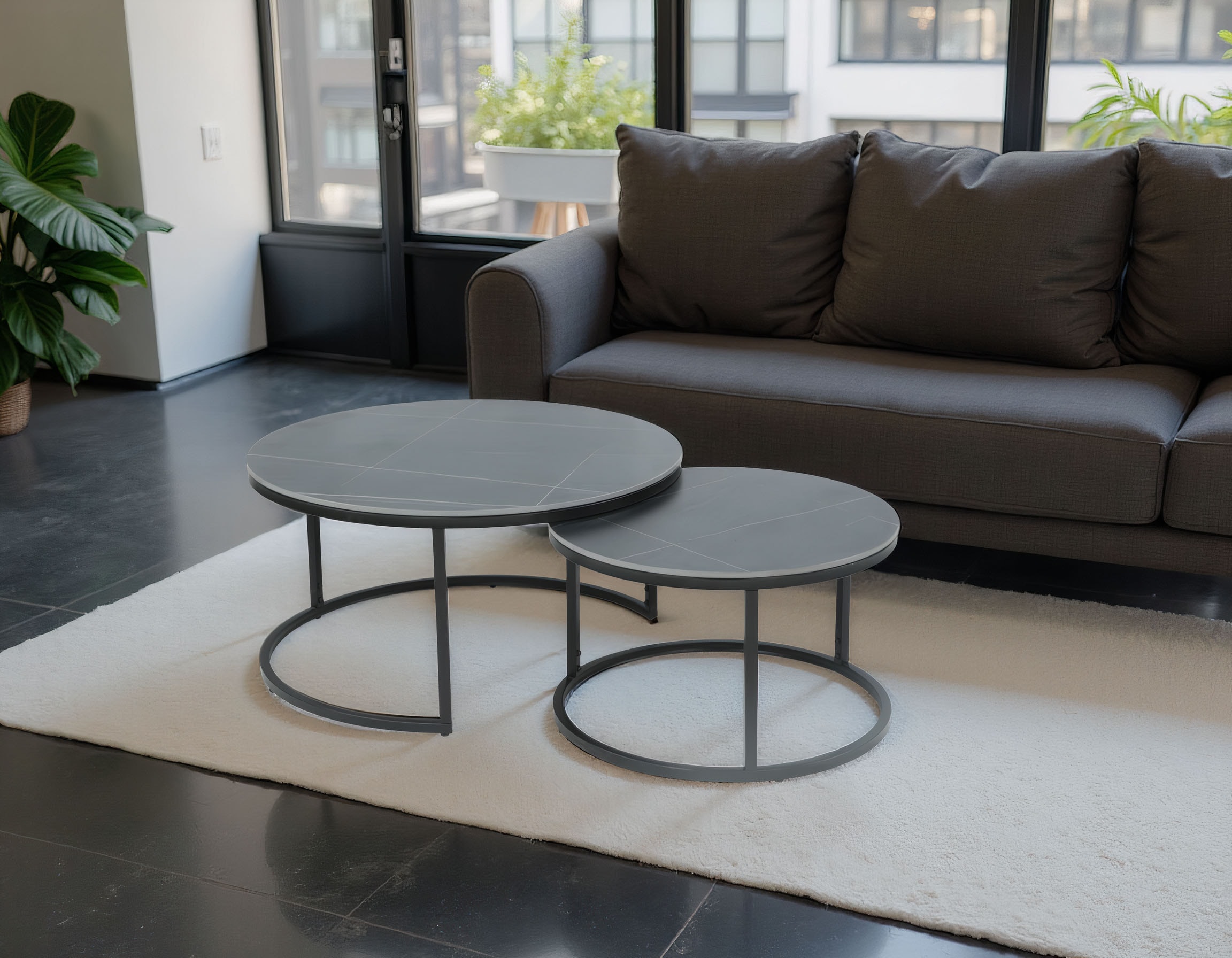 HELA Couchtisch »LUIS Topseller«, (Set, 2 St.), 2er Set, 12mm Sinterstein; Marmoroptik, Boho Wohnzimmertisch