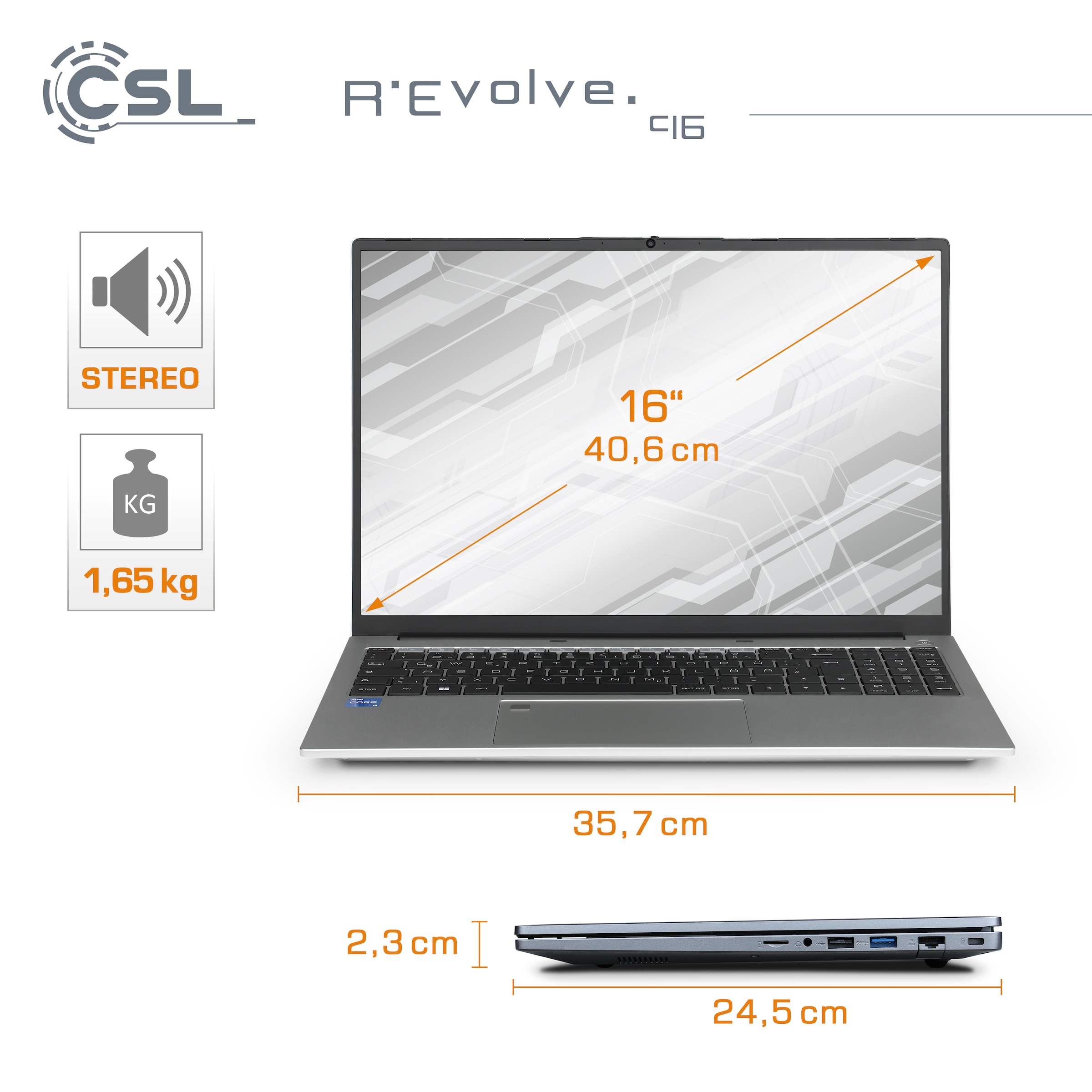 CSL Notebook »R'Evolve C16«, 40,64 cm, / 16 Zoll, Intel, Core i5, 2000 GB SSD