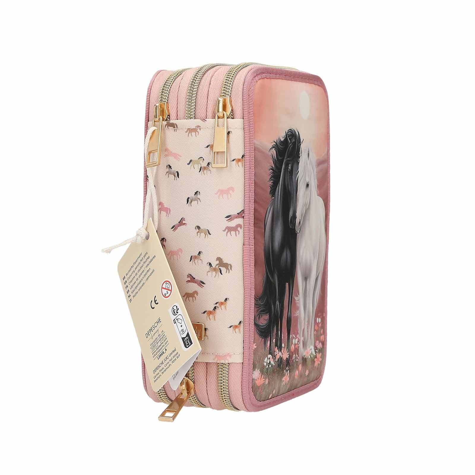 Depesche Buntstift »3-Fach Federtasche BLOSSOM PONY inkl. Stifte Miss Melody 7,5 x 13 x 20 cm rosa«