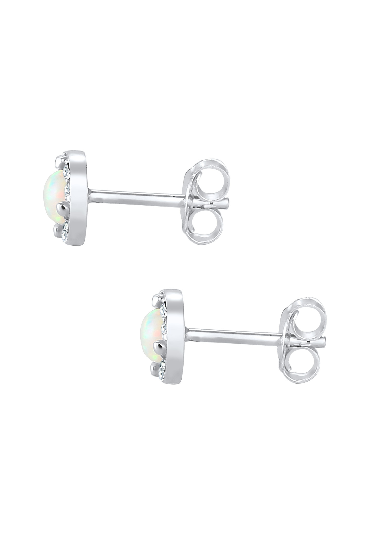 Elli Premium Paar Ohrstecker »Ohrringe Ohrstecker Glas Kristalle Synthetischer Opal Weiß 925 Sterling Silber«