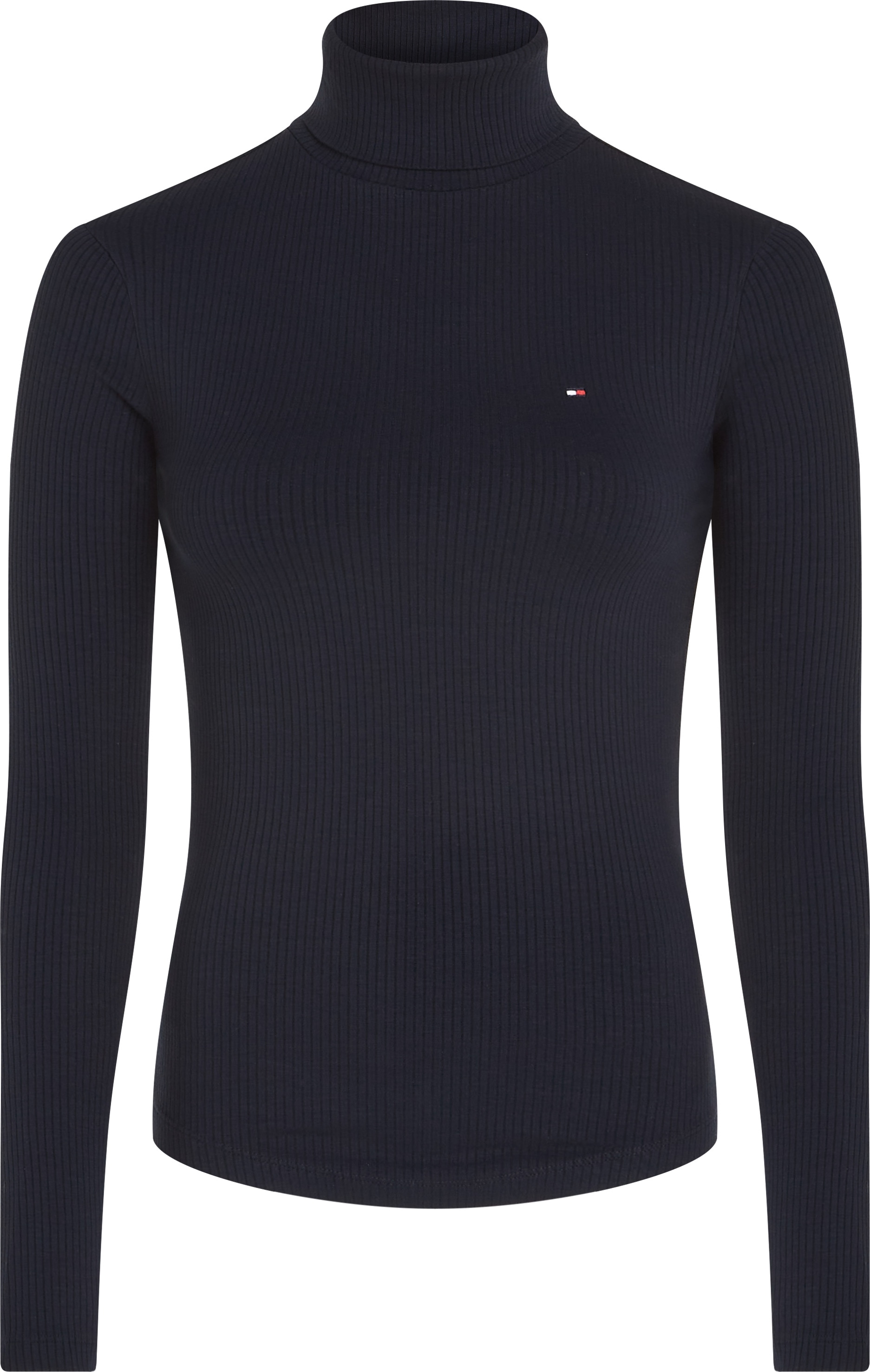 Tommy Hilfiger Langarmshirt »SLIM 5X2 RIB ROLL-NK LS«, mit gerippter Struktur