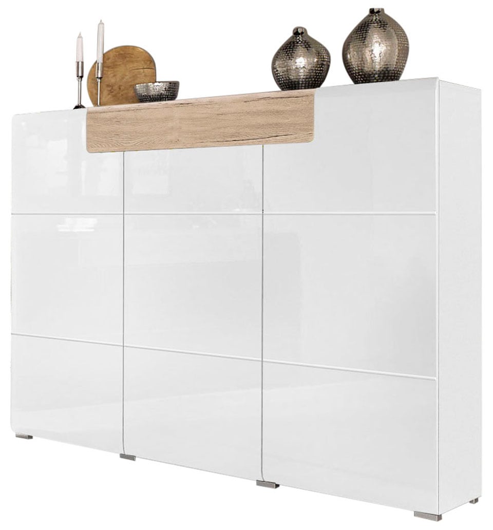 INOSIGN Highboard »Toledo,Breite 147,5 cm,trendige Hochkommode mit 3 Türen 1SK«, Hochschrank mit viel Stauraum, stylische Hochglanzfronten