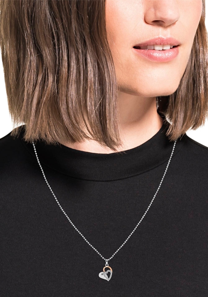 Amor Kette mit Anhänger »Hearts« mit Zirkonia (synth.)
