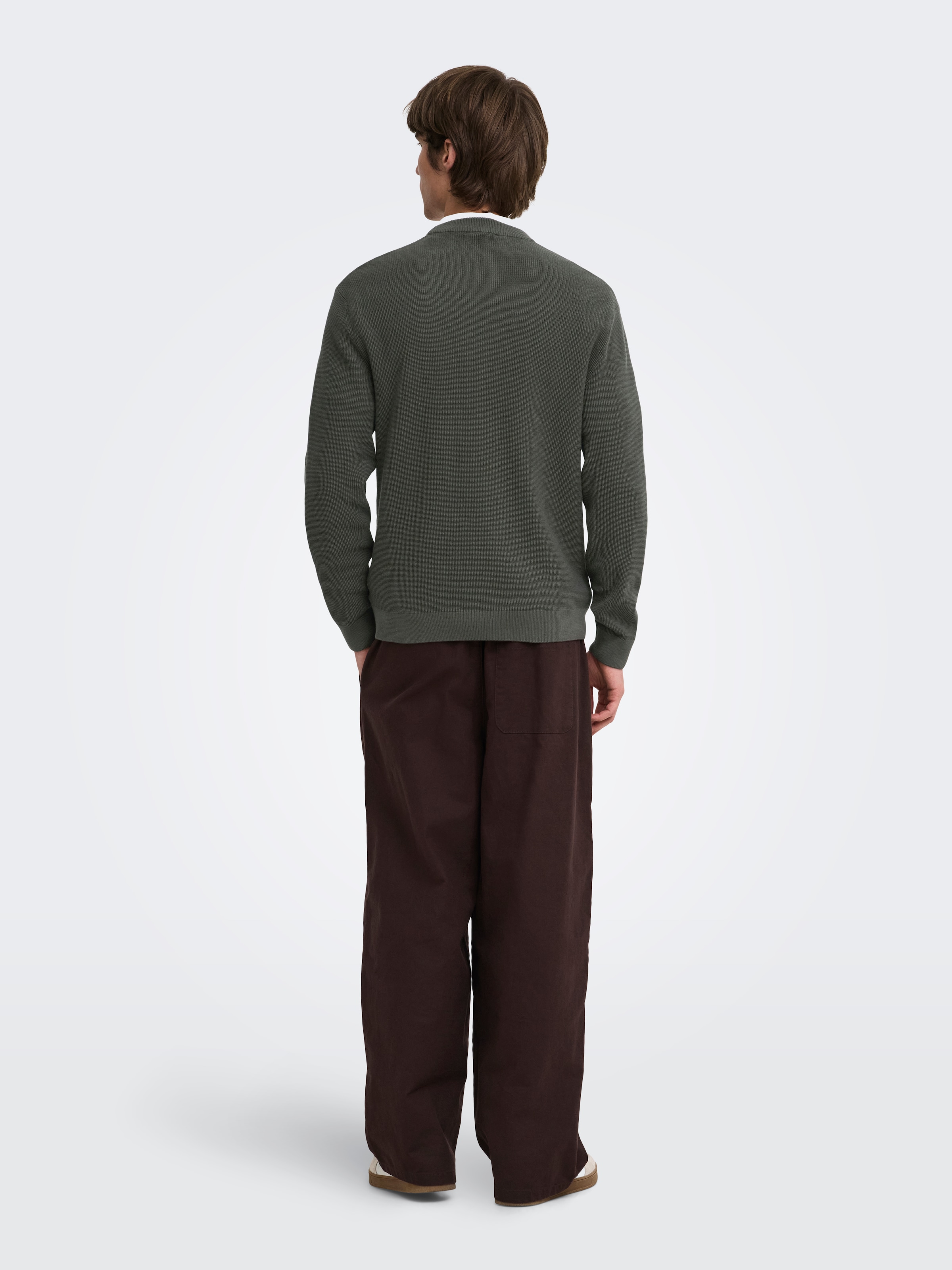 ONLY & SONS Rundhalspullover »ONSTONY DS 12 LS WAFFLE CREW KNIT« Baumwolle, relaxed fit
