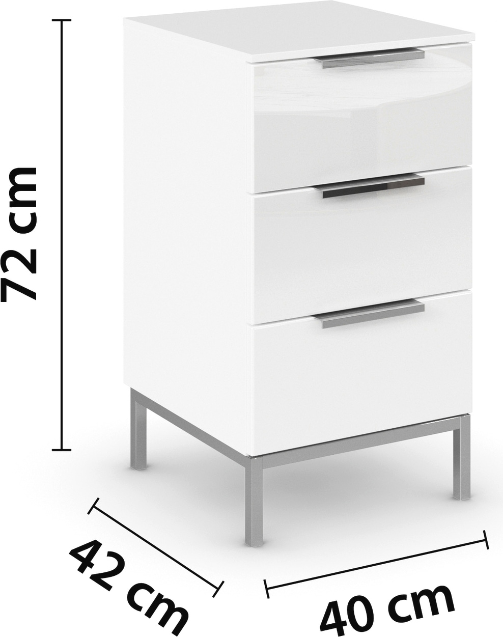 rauch Nachtkommode »Nachttisch Nachtschrank Nachtkonsole FLIPP mit Glasfront«, (Breite 40 cm), mit 3 Schubladen und Soft-Close-Funktion sowie Glasfront