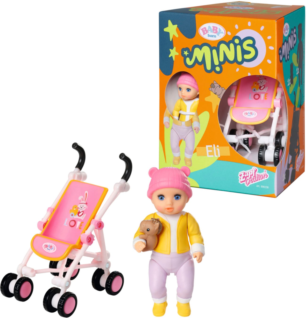 Baby Born Minipuppe »Baby born® Minis Spielset Buggy«, inklusive Baby born® Mini Puppe