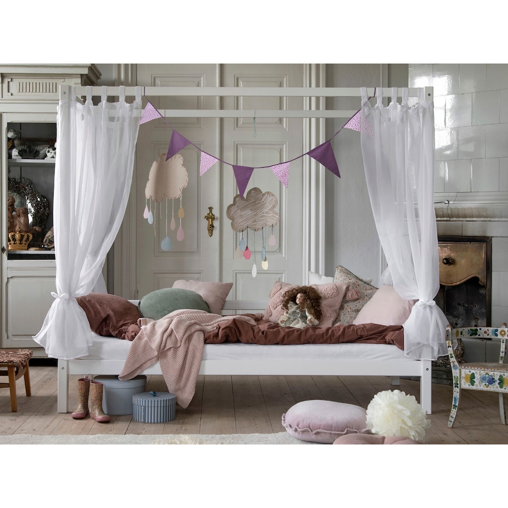 Hoppekids Kinderbett »ECO Dream«, (3 tlg., Bett, Himmeltextil und Wimpelkette), Prinzessinnen-Bett 90x200 cm, umbaubar