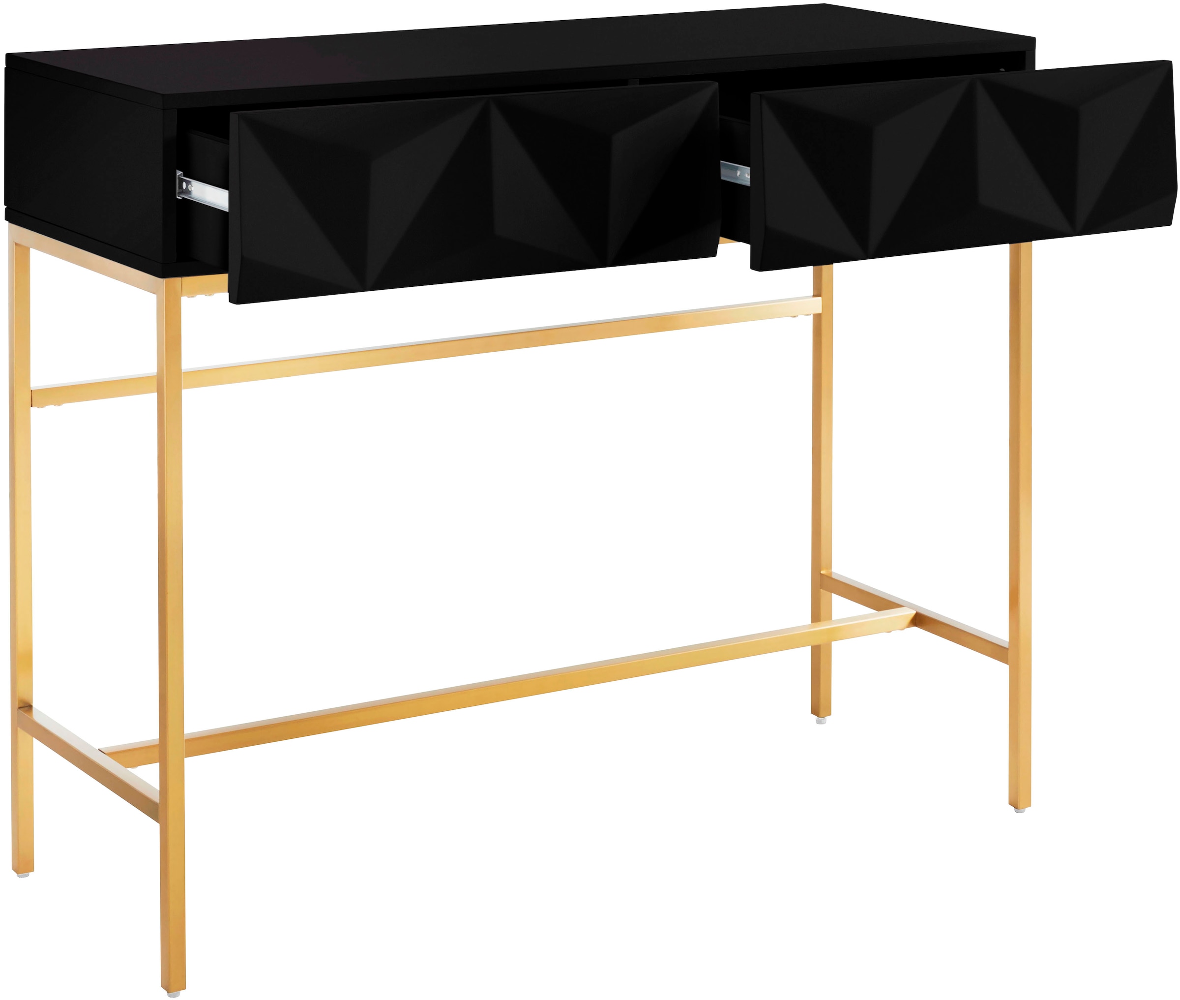Leonique Sideboard »Minfi«, in 3D-Optik, Konsolentisch mit goldfarbenem Metallgestell