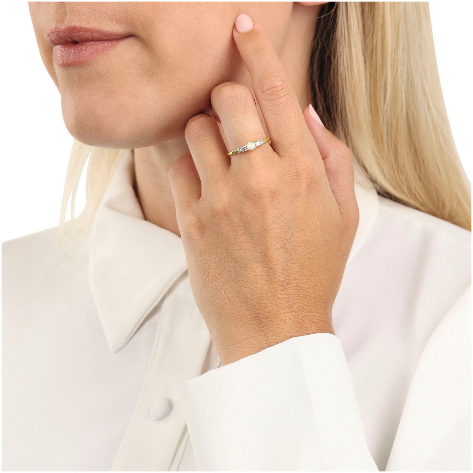 Amor Fingerring »2037252/-53/-54/-55/-56«, Opal (synth.), Zirkonia (synth.)