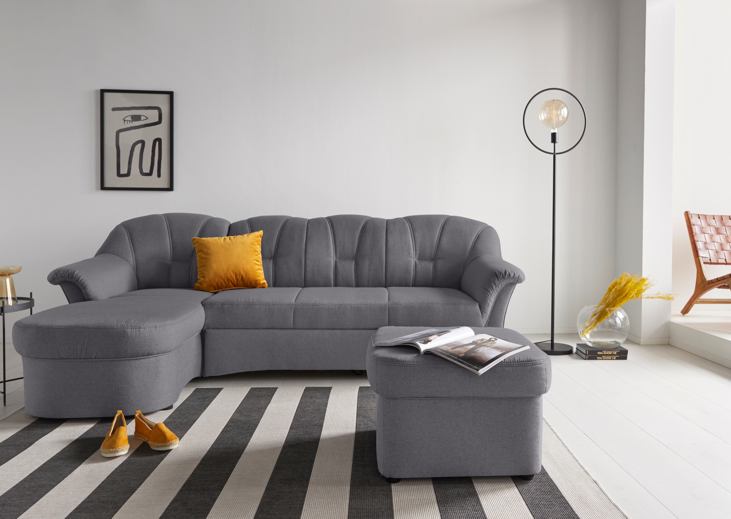 DOMO collection Ecksofa Papenburg L-Form, in großer Farbvielfalt, wahlweise mit Bettfunktion