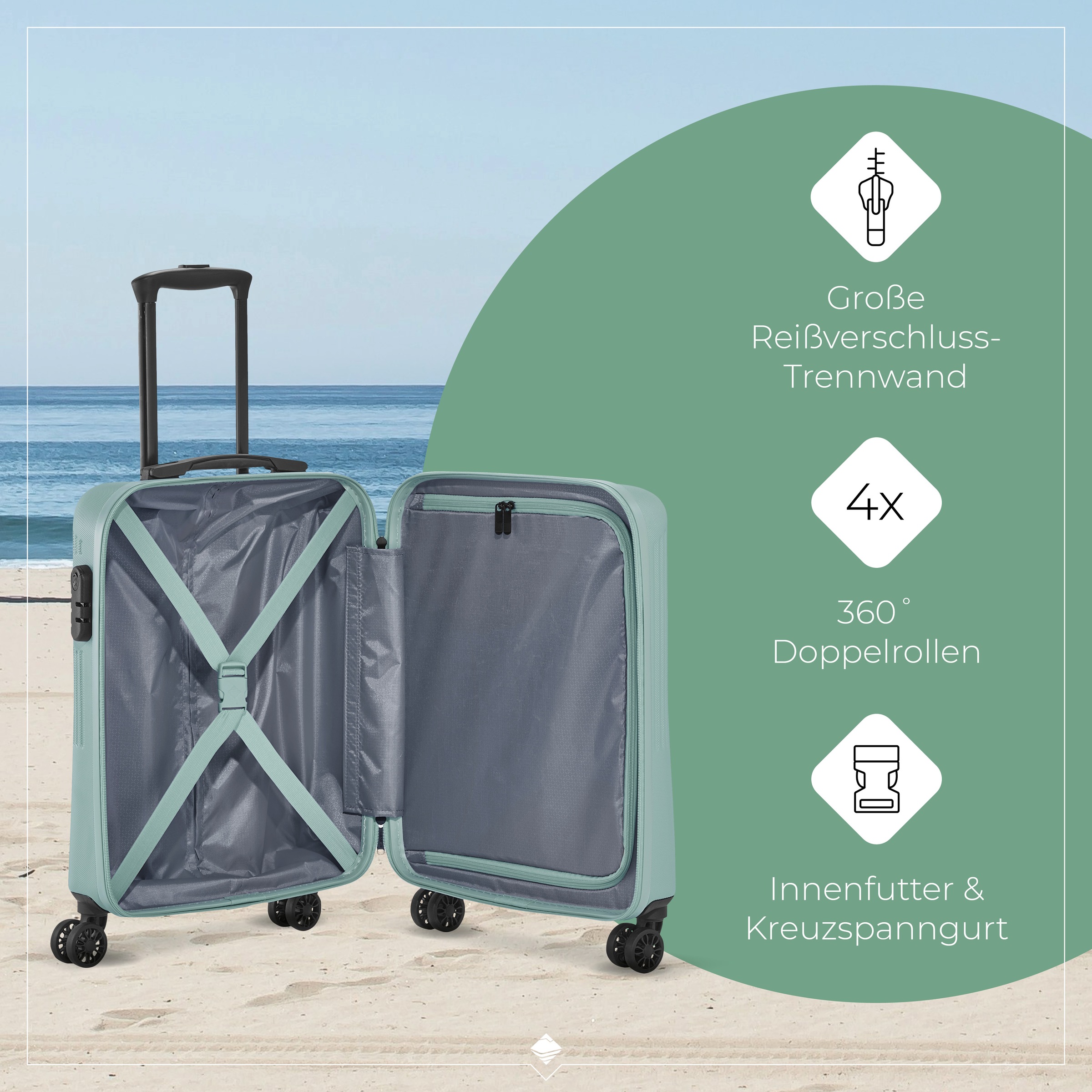 travelite Hartschalen-Trolley »BALI Reisekoffer Hartschale« 34 l 4 Rollen TSA-Schloss – robustes Reisegepäck
