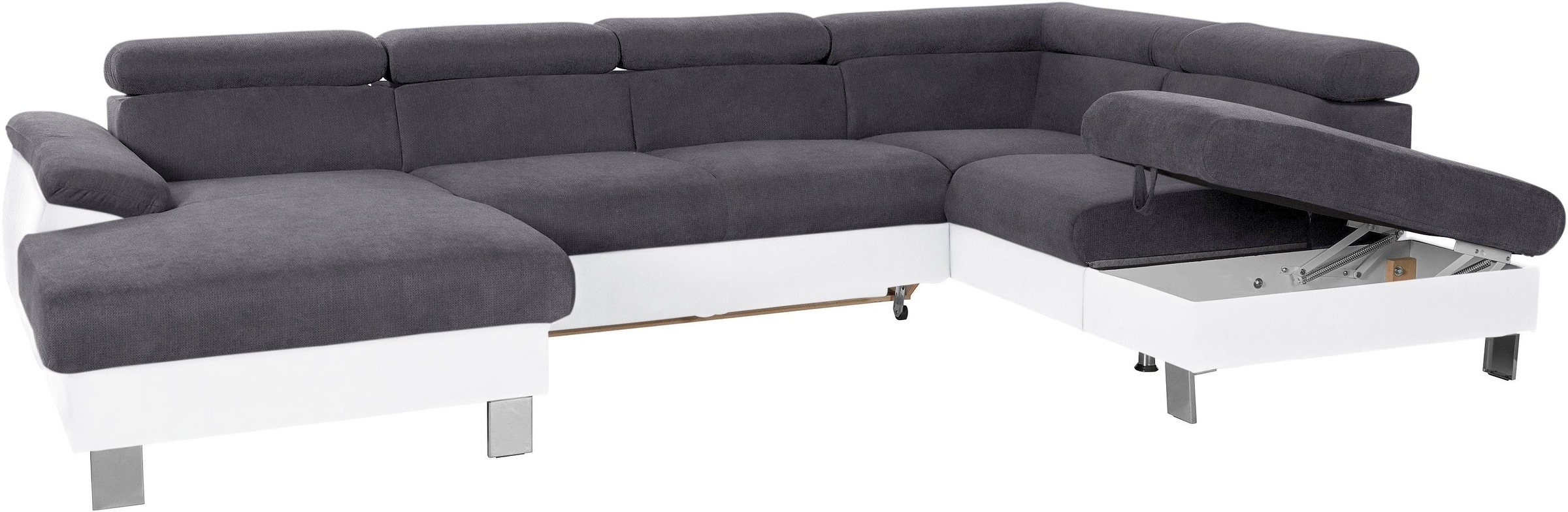 COTTA Polstergarnitur »Komaris U-Form«, (Set), Set bestehend aus: Wohnlandschaft mit Kopfteilverstellung & Hocker