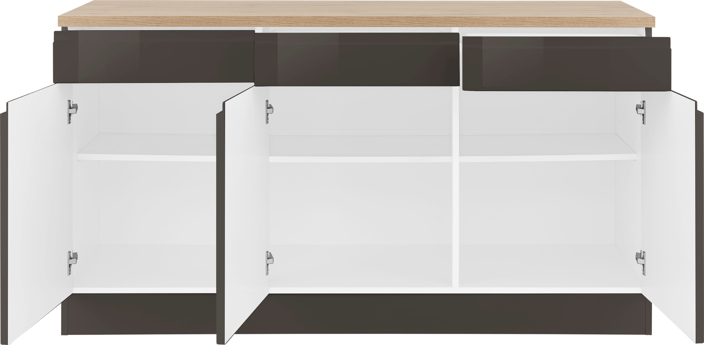 HELD MÖBEL Unterschrank »Virginia«, 85 cm hoch, 150 cm breit, 3 Schubladen, 3 Türen, griffloses Design