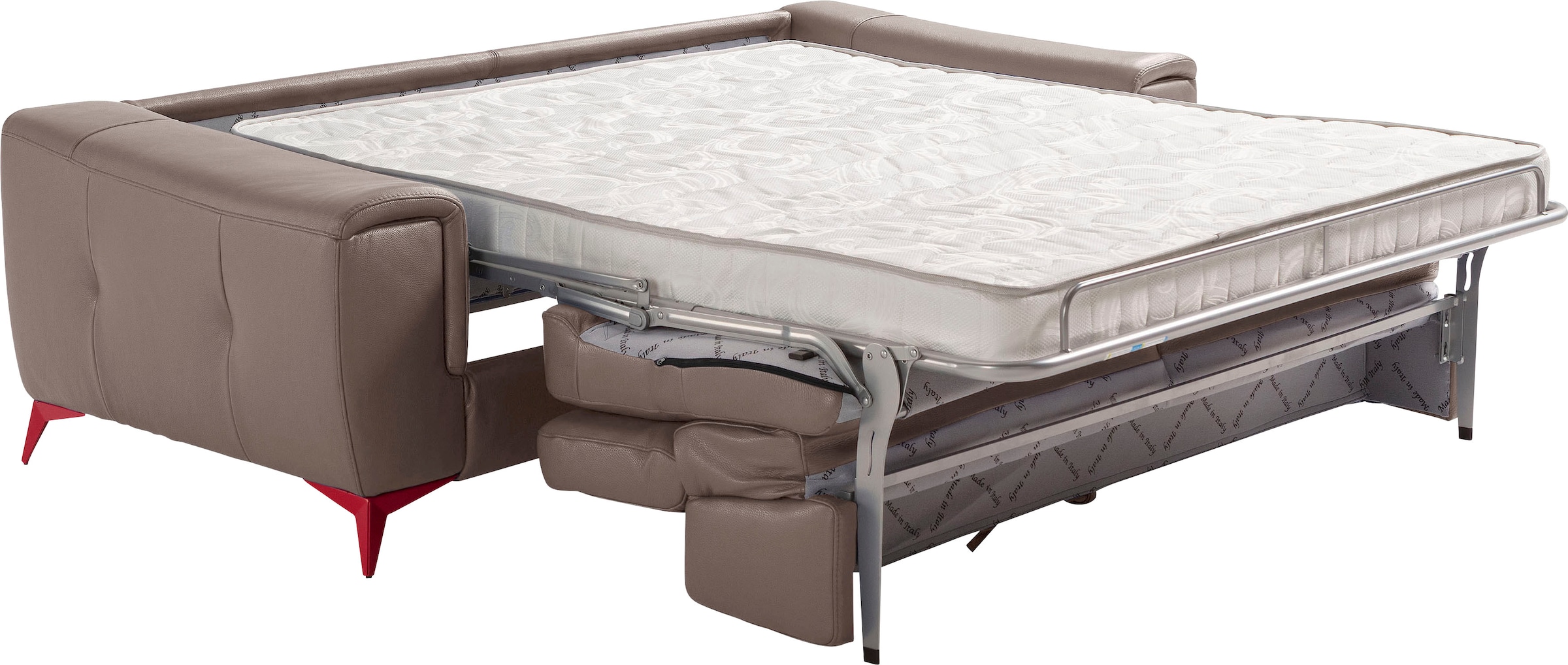 Egoitaliano Schlafsofa »Francine, Designsofa, Loungesofa mit Dauerschlaffunktion, Bettfunktion«, hochwertiger Metallbettrahmen & Matratze, Kopfteil manuell verstellbar