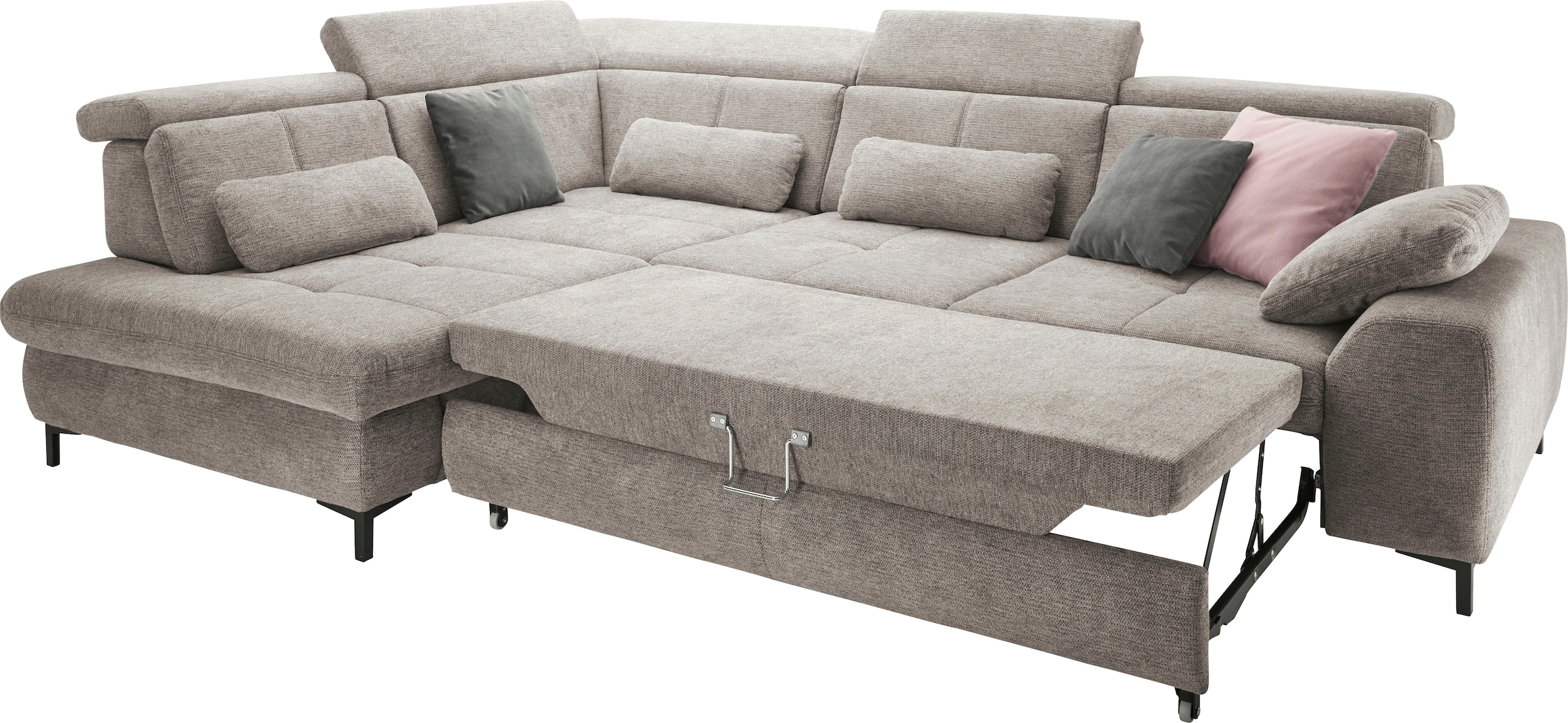 set one by Musterring Ecksofa »SO 3400 Sitzhöhe 47cm oder 49cm, Sitztiefe verstellbar, B/T 317/220 cm«, Kaltschaumpolsterung, Flachgewebe, whlw. mit Funktionen, Sitzhöhe 47