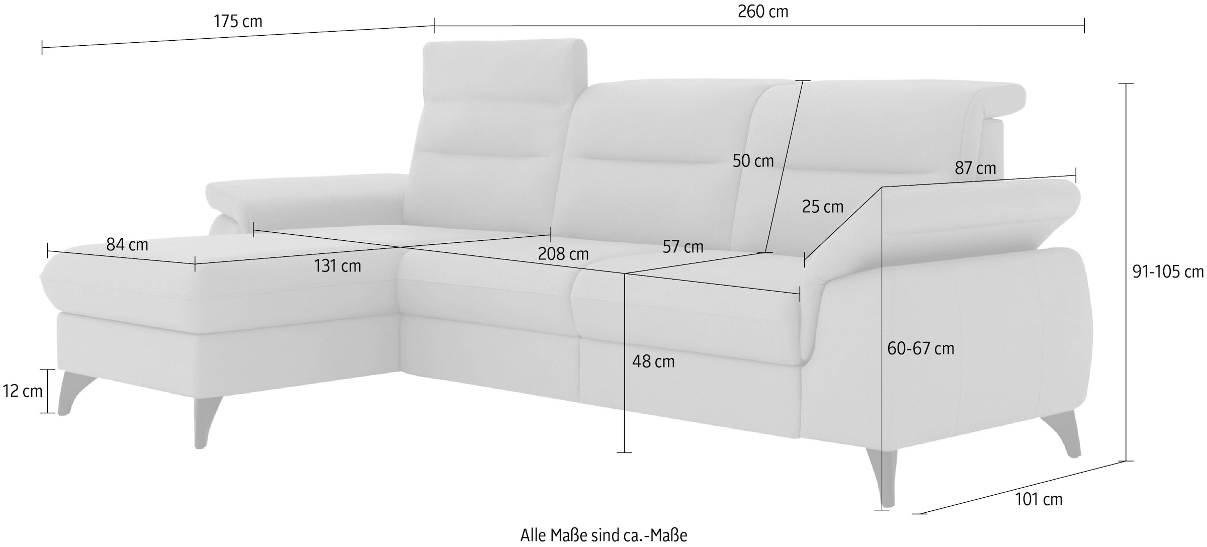 sit&more Ecksofa »Astoria L-Form«, wahlweise mit motorischer Relaxfunktion