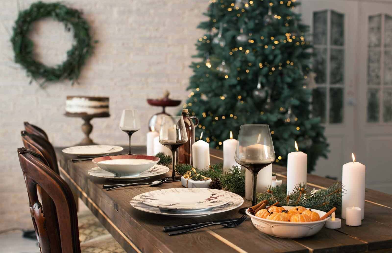 Seltmann Weiden Geschirr-Set »Tafelservice Life Christmas 12er Set weiß-braun« Spülmaschinengeeignet, Mikrowellengeeignet, Ofenfest, Salamandergeeignet, Kühlschrankgeeignet, Gefrierschrankgeeignet