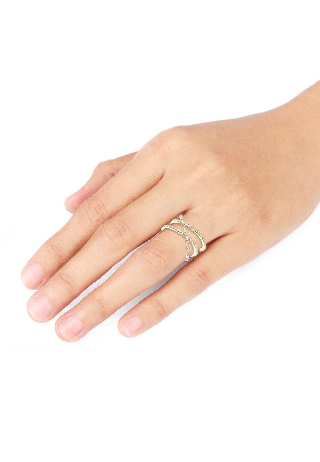 Elli Fingerring »Ring Verschlungen Kristalle 925 Silber«