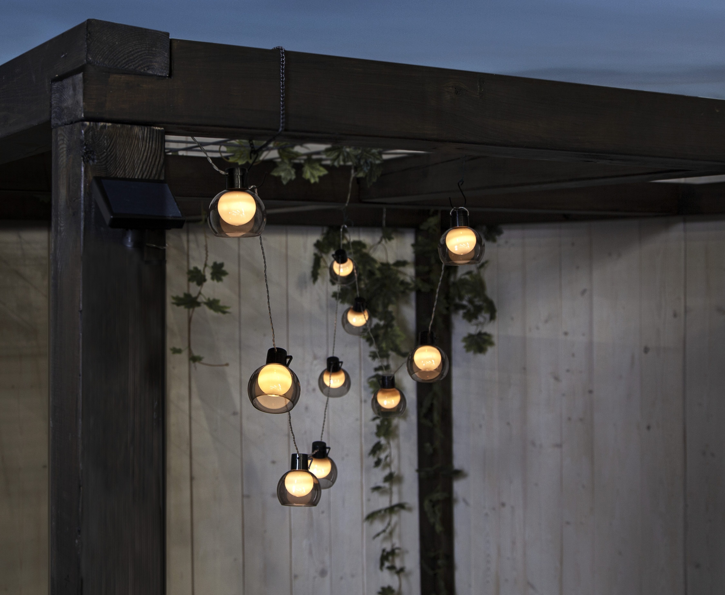 Parforce Traditional Hunting LED-Lichterkette »Smoky« 10 Stk.-flammig Ø 7 cm, ca. 2,7 m + 2 m Zuleitung, Kunststoff, Akku, outdoor