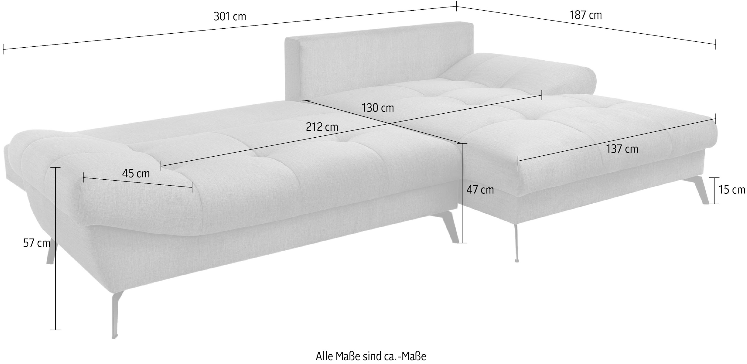 exxpo - sofa fashion Ecksofa »Olmedo, extravagantes Design und toller Sitzkomfort, L-Form«, inklusive Bettfunktion, Bettkasten und Rückenkissen