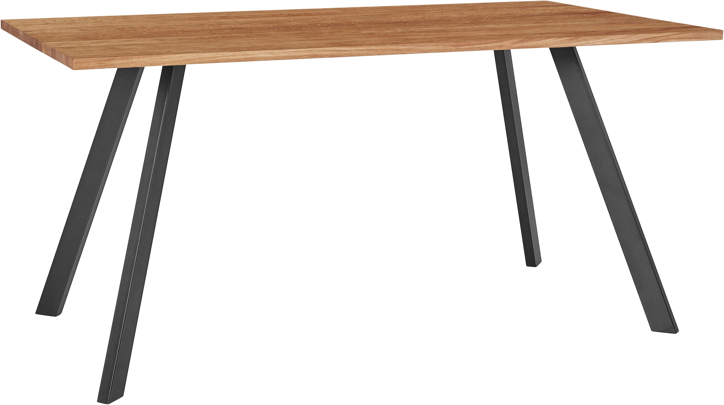 andas Esstisch, Tischplatte aus massiver Eiche, FSC®- Massivholz, Gestell aus Metall
