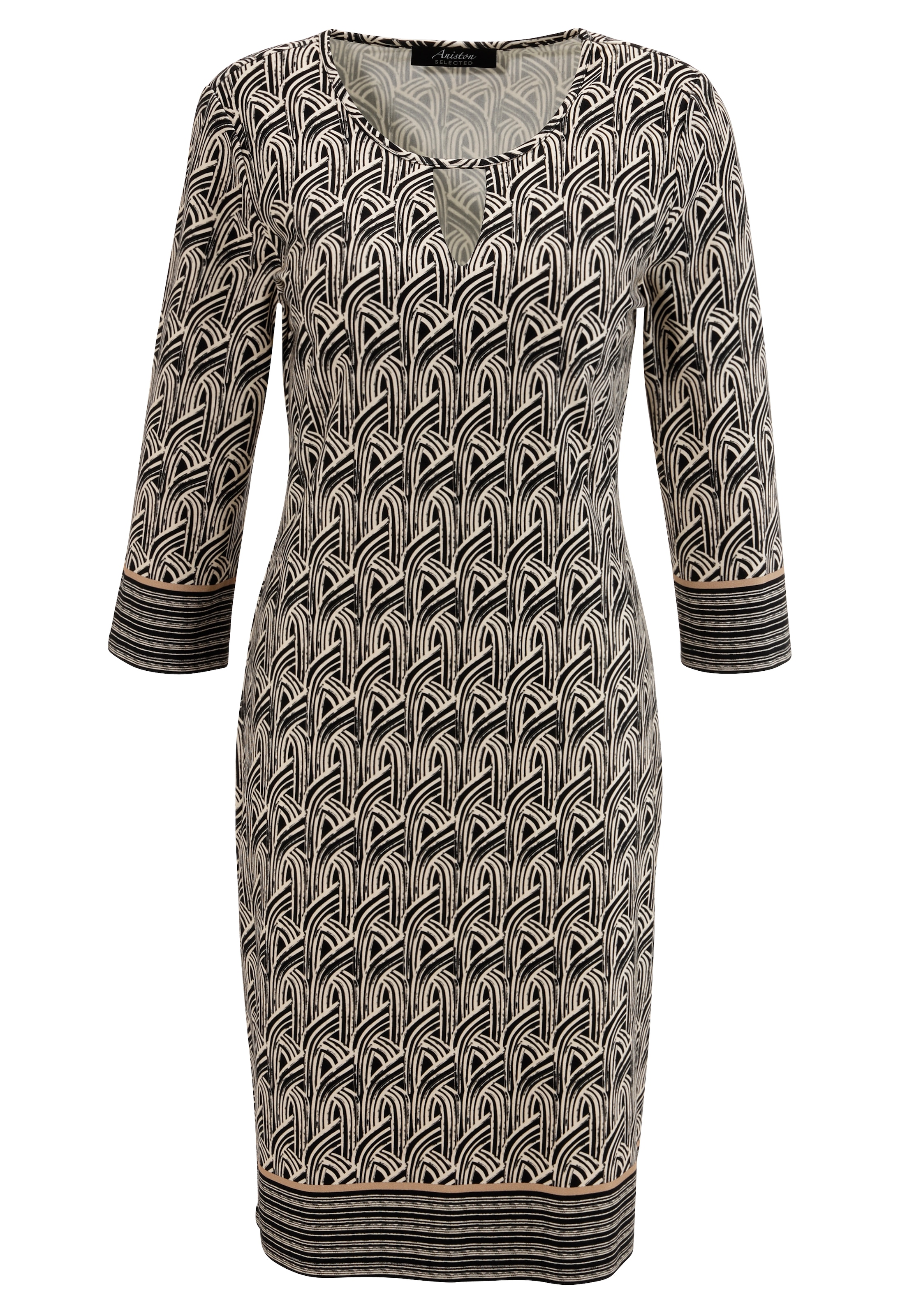 Aniston SELECTED Jerseykleid, mit schmückenden Cut-Out am Rundhalsausschnitt