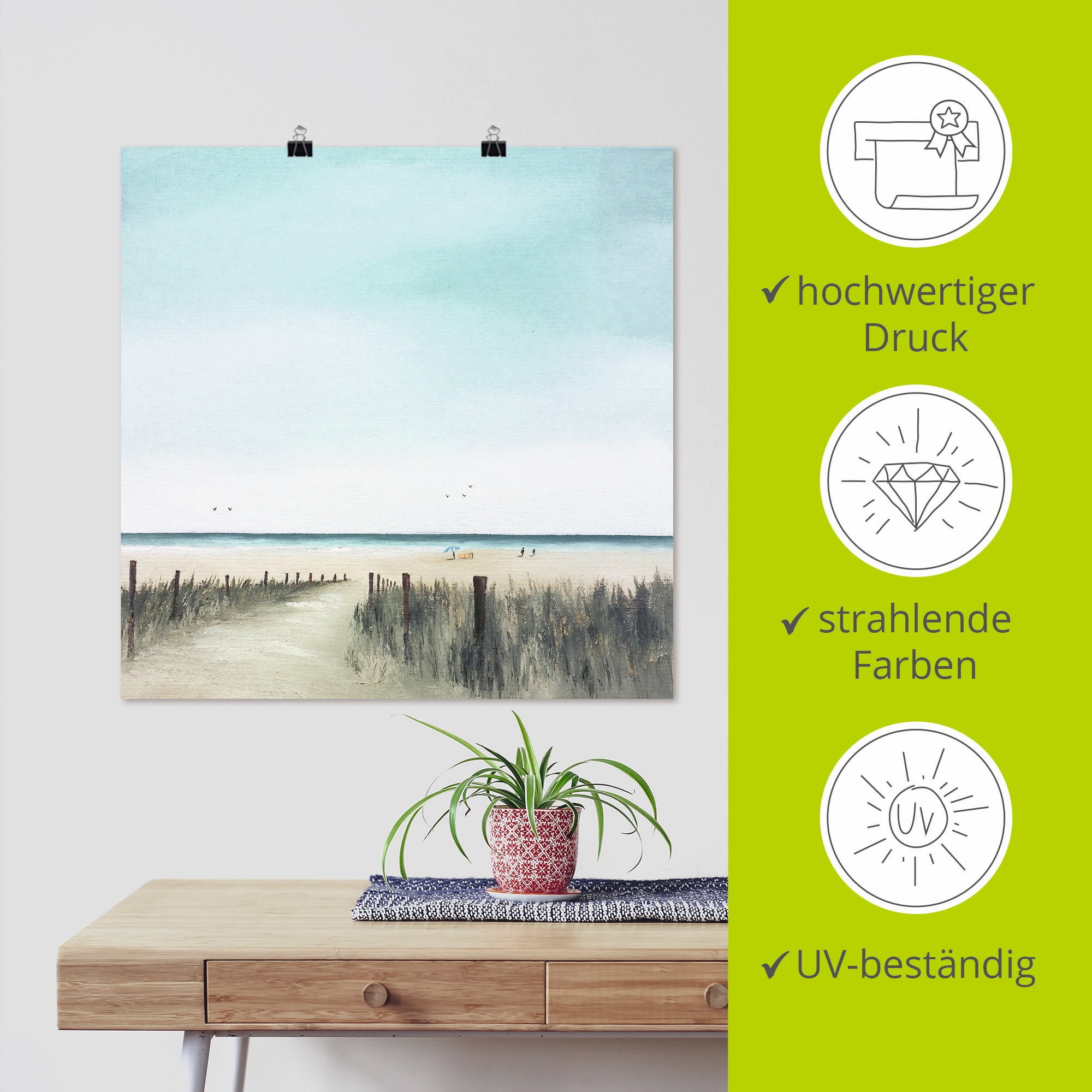 Artland Wandbild »Sonniger Morgen II« Strand 1 Stk. tlg. als Leinwandbild, Poster in verschied. Größen