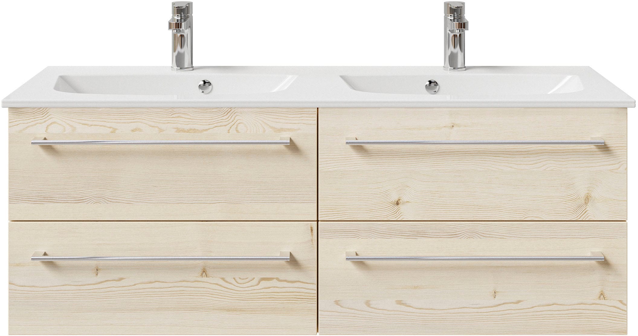 Saphir Waschtisch »Serie 6025 Mineralmarmor-Waschtisch mit Unterschrank, 132 cm breit« 2 Stk. tlg. Doppel-Waschplatz mit 4 Schubladen, hängend, verschiedene Ausführungen