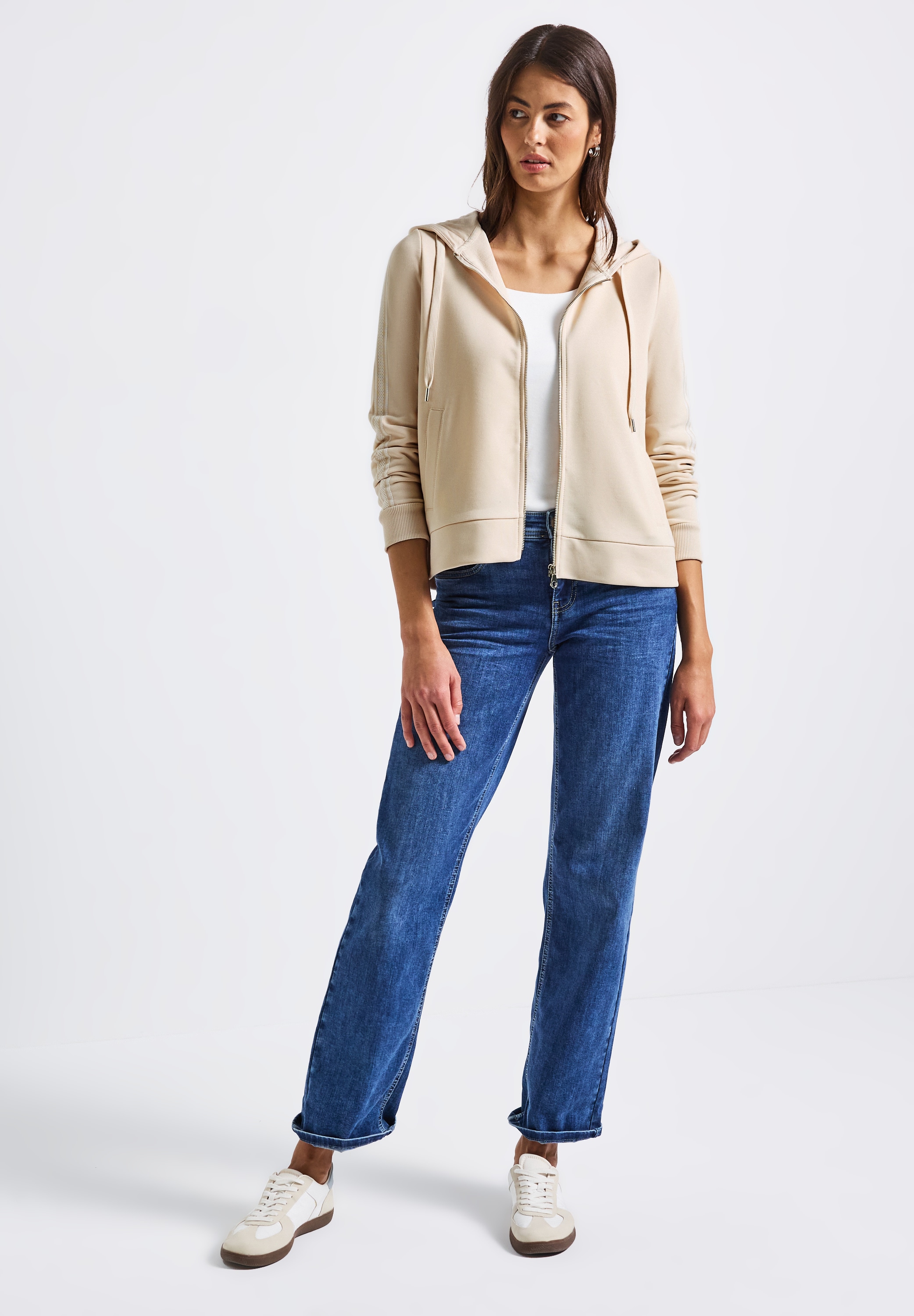 STREET ONE Kapuzensweatshirt mit Gallon Streifen