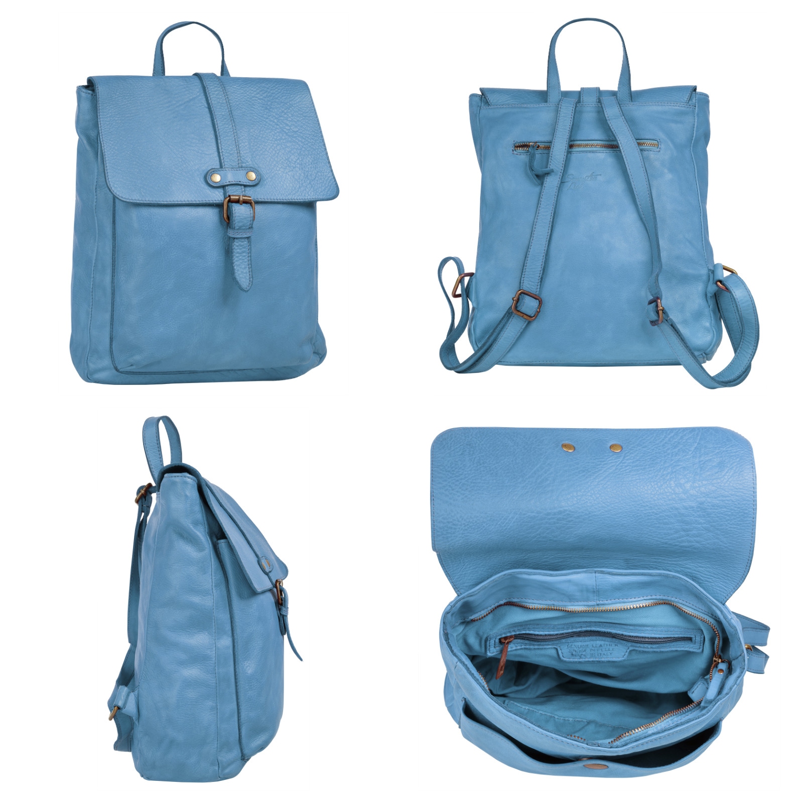 Samantha Look Cityrucksack Echt Leder, Made in Italy