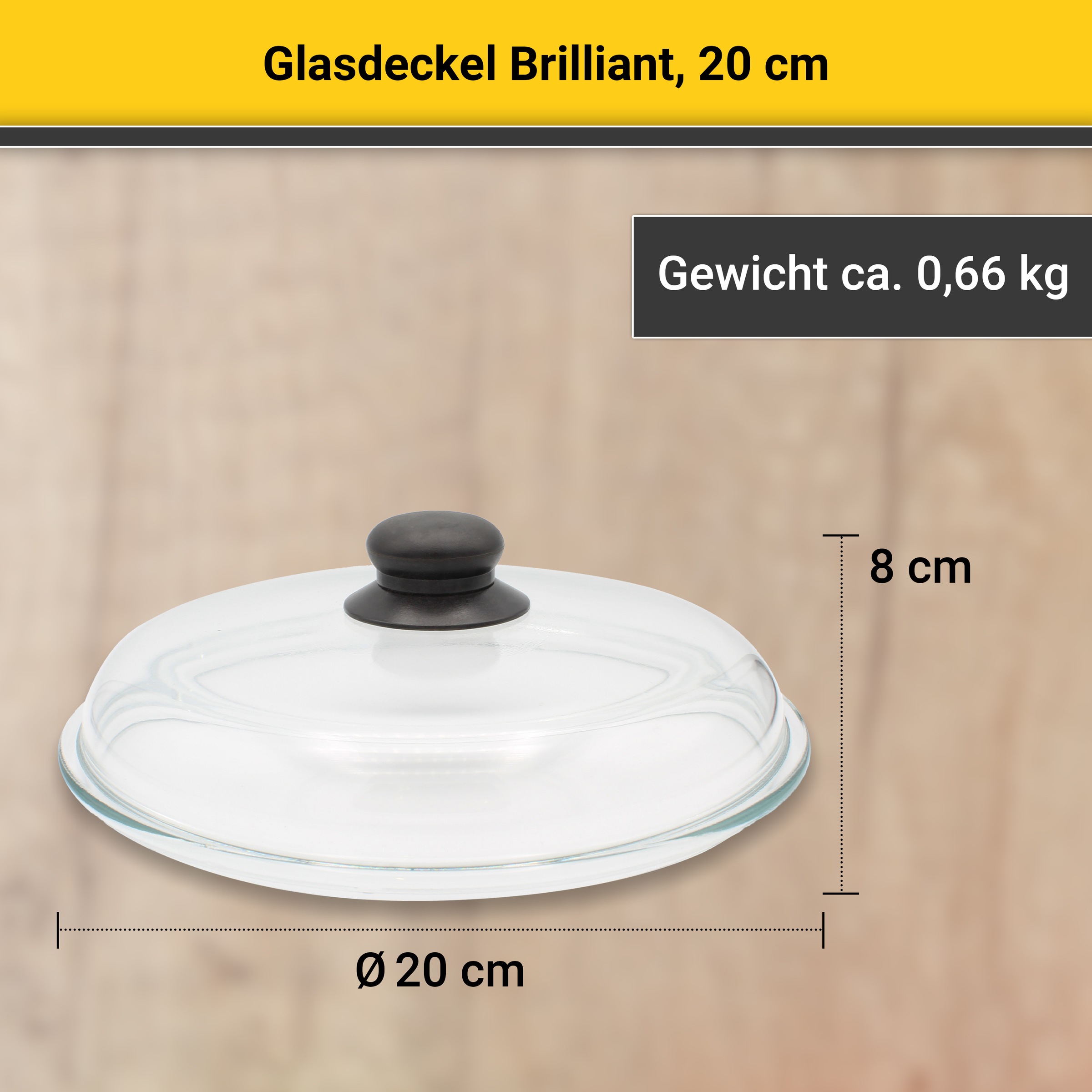 Krüger Deckel »Glasdeckel Brilliant mit Kunststoffknopf« hitzebeständig bis 160°C und spülmaschinengeeignet