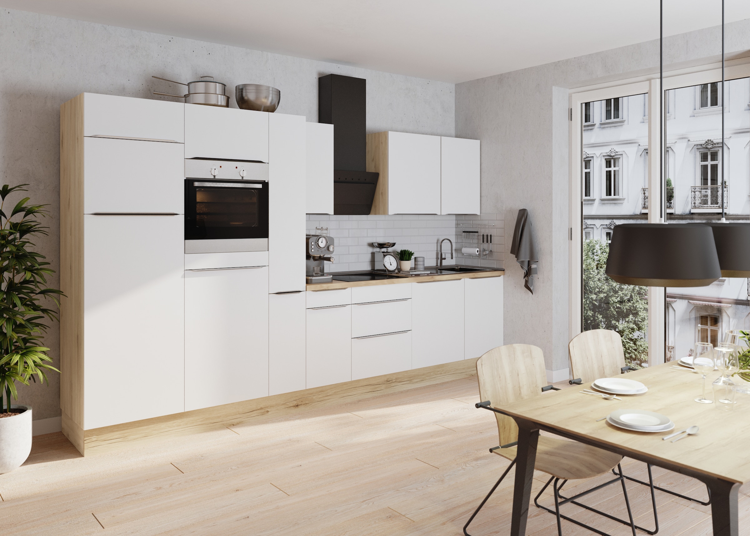 KOCHSTATION Küchenzeile »KS-Aken« Breite 360 cm, wahlweise mit E-Geräten, mit Arbeitsplatte 38 mm stark