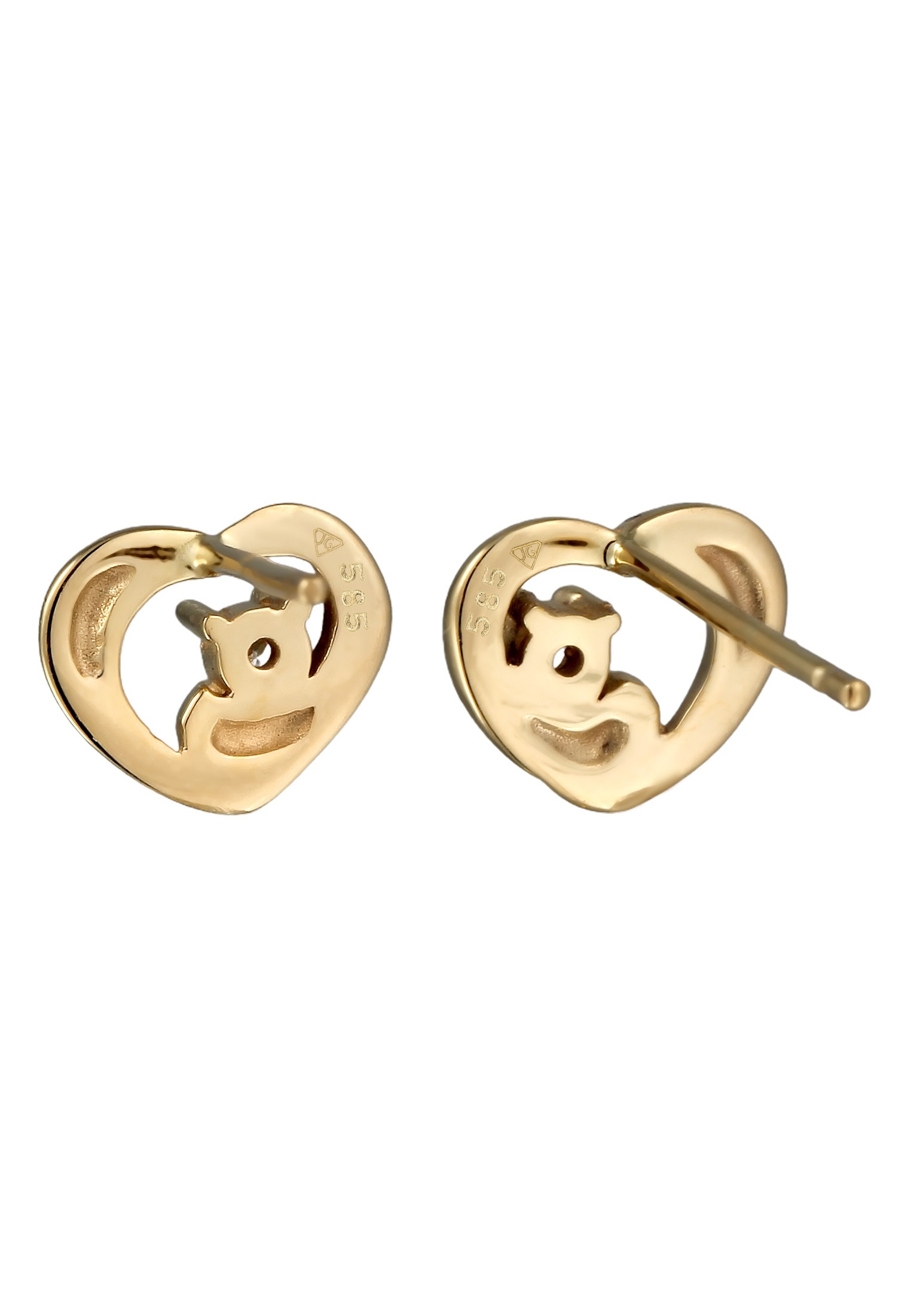 Elli DIAMONDS Paar Ohrstecker »Ohrringe Herz Diamant (0.03 ct) Ohrstecker 585er Gelbgold«