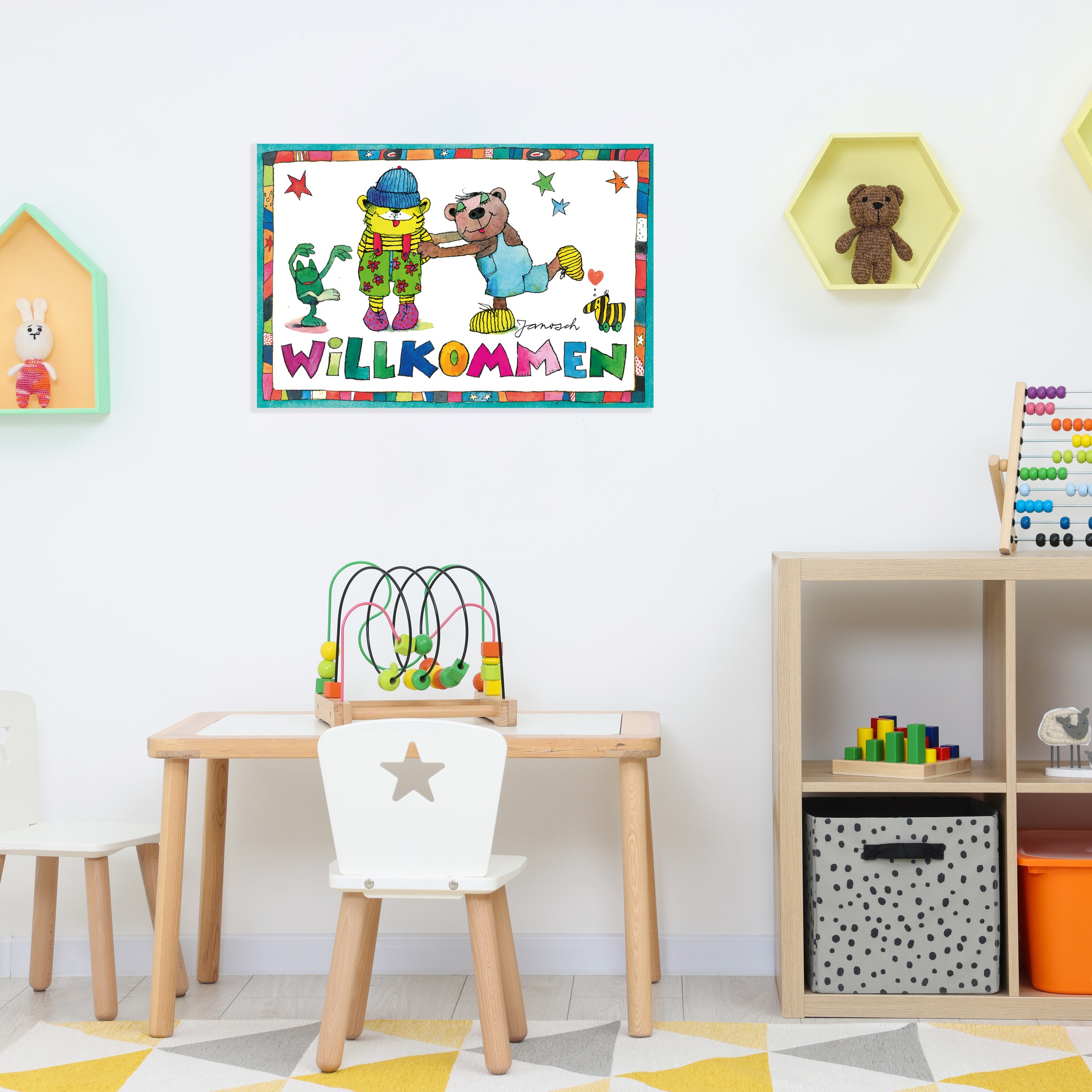 LuckyLinde Wanddekoobjekt »Der kleine Tiger und der kleine Bär - Willkommen« Exklusive JANOSCH Kindermotive, Stahlschild