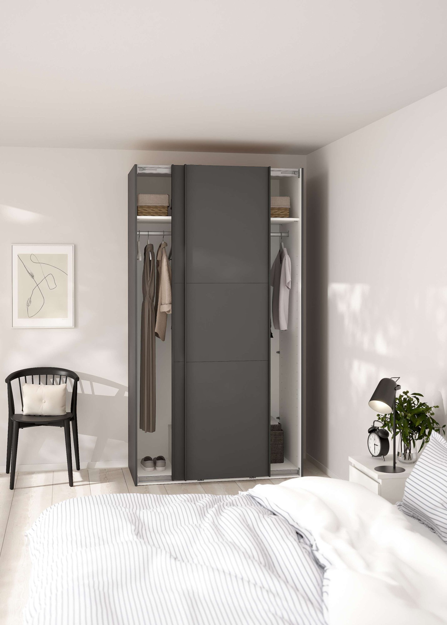 Home affaire Schwebetürenschrank »Como, Kleiderschrank, Schlafzimmerschrank« Schwebetüren, Kleiderstange, Einlegeboden (Breite 118,5/178,5/244 cm)