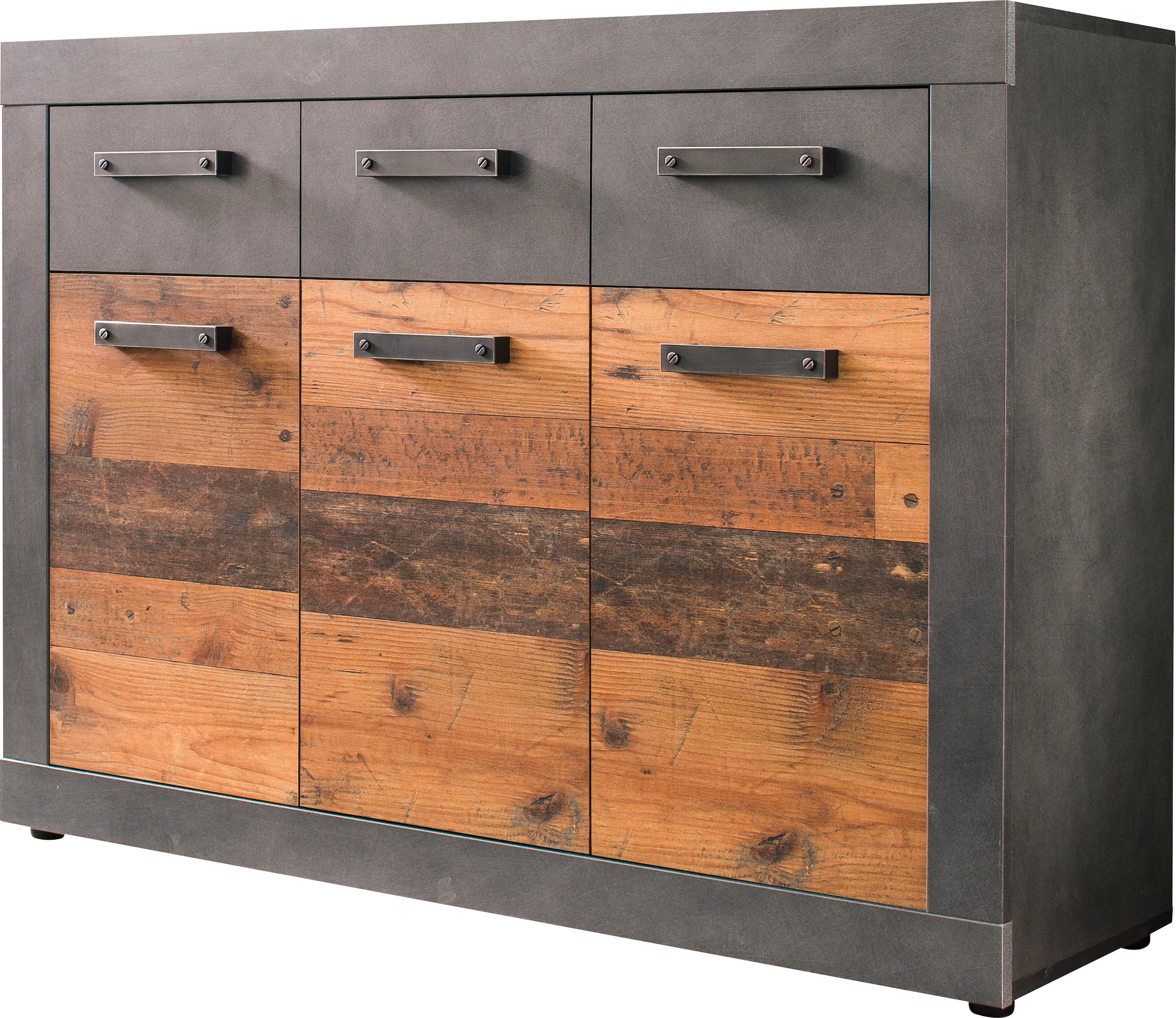 Home affaire Kommode »Ilana« Kommode mit 3 Türen & 3 Schubladen - (B/T/H) 117/37/86 cm