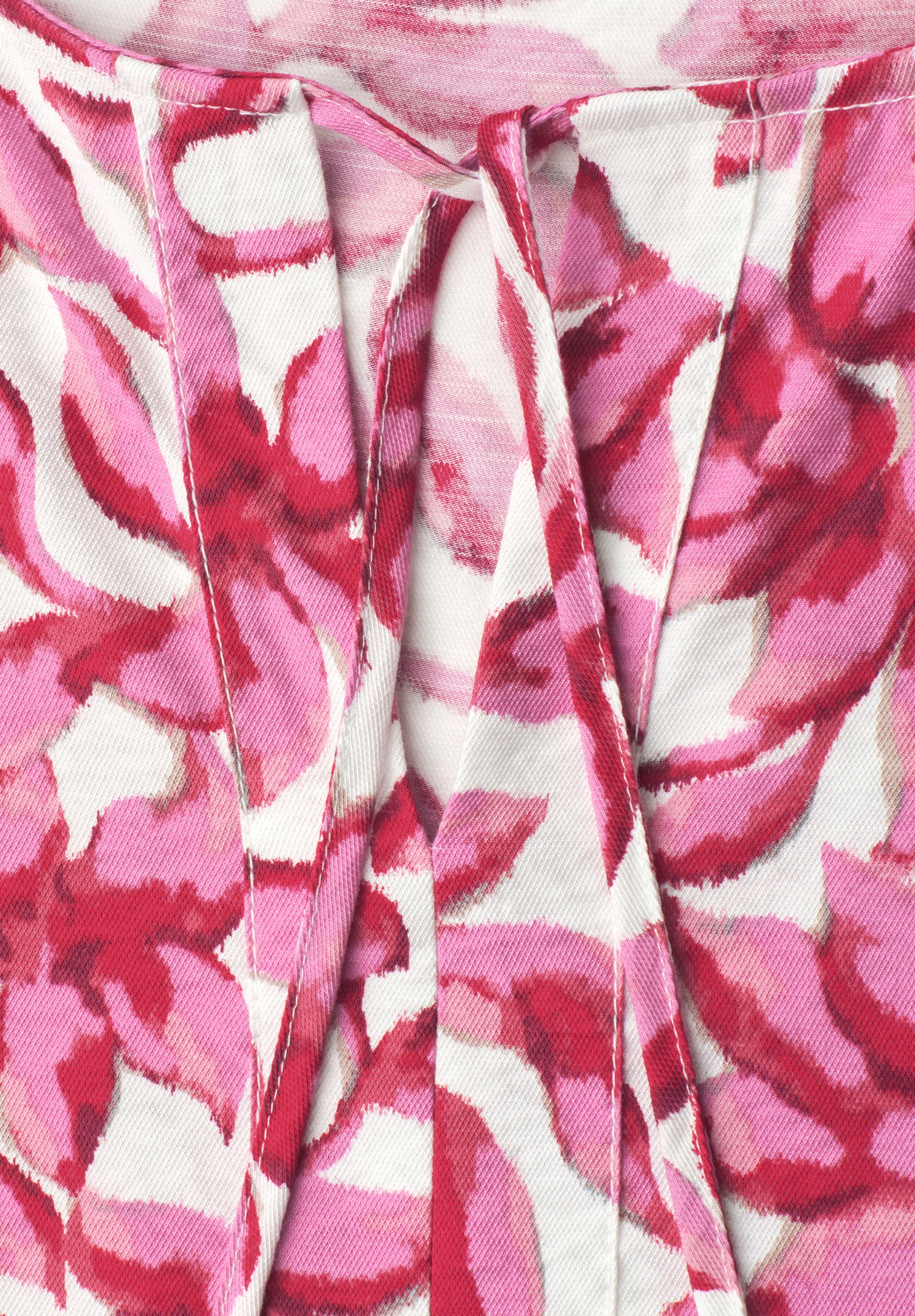 STREET ONE Druckkleid Ohne Taschen Sommerrock mit Split Neck und Print