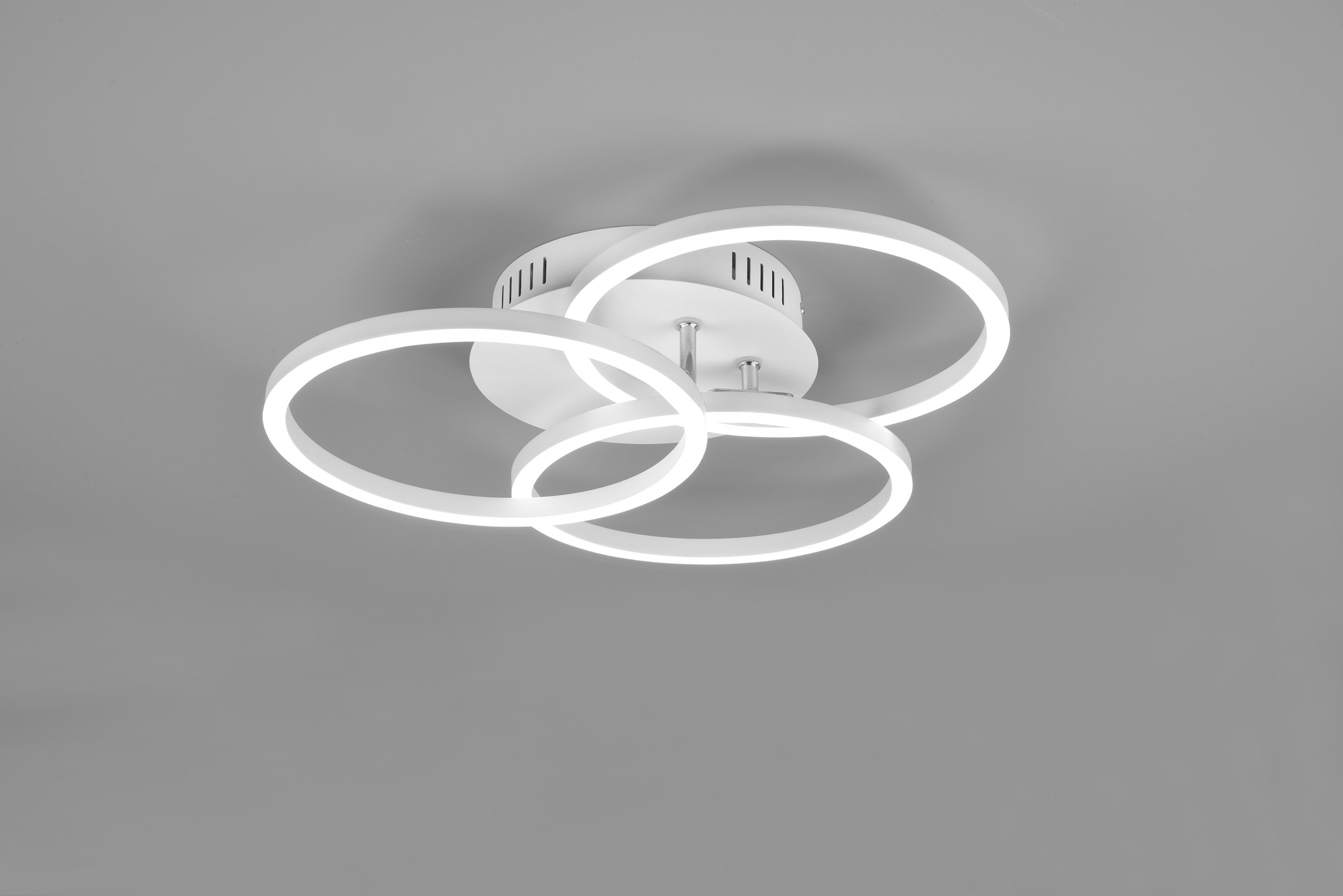 REALITY Leuchten LED Deckenleuchte »Circle«, 1 flammig, Leuchtmittel LED-Board | LED fest integriert, Deckenlampe weiß matt mit schwenkbaren Ringen / inkl. Fernbedienung