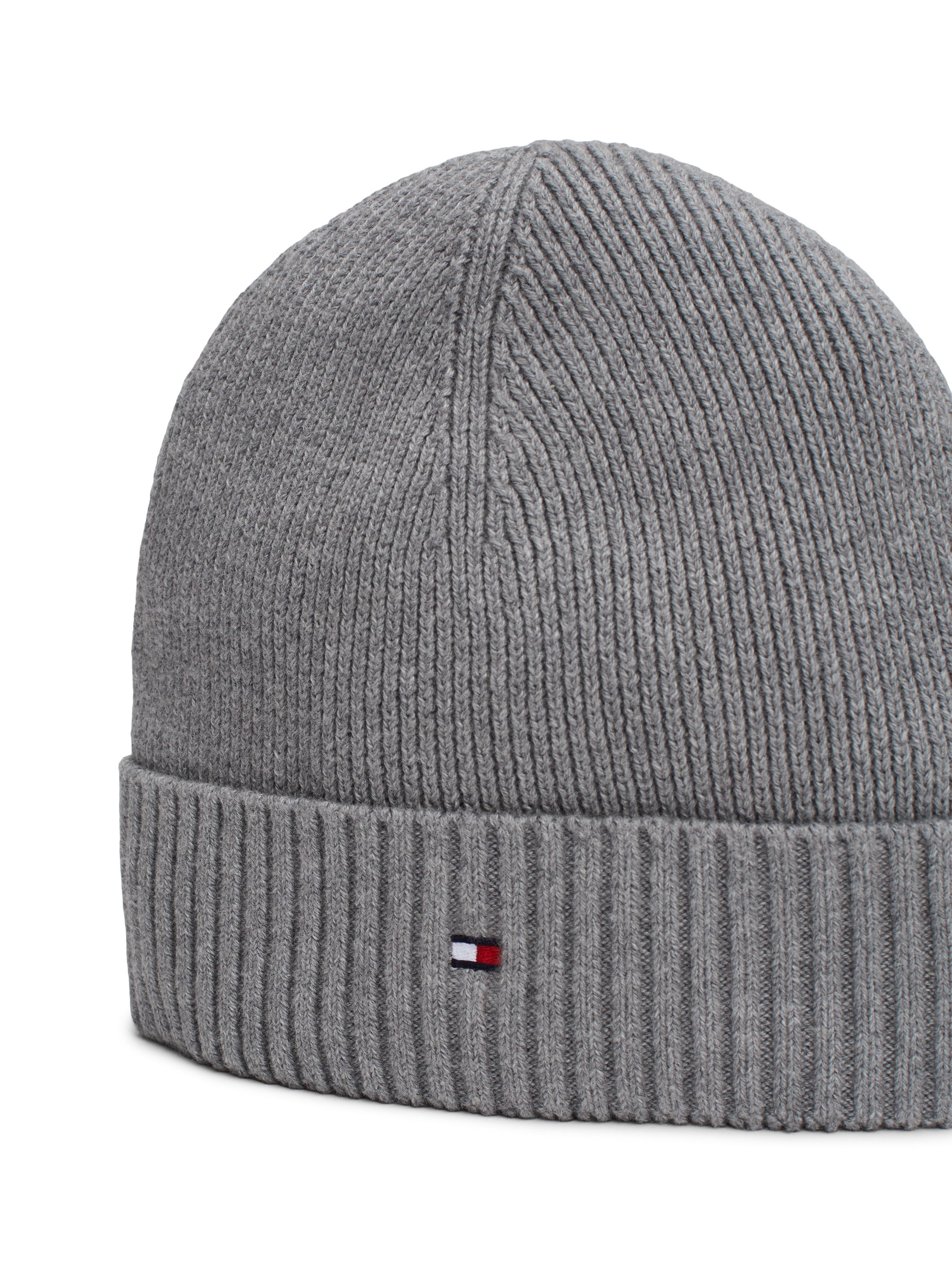 Tommy Hilfiger Strickmütze »TH FLAG PIMA COTTON BEANIE« Beanie mit Logostickerei, mit Kaschmiranteil Unisex