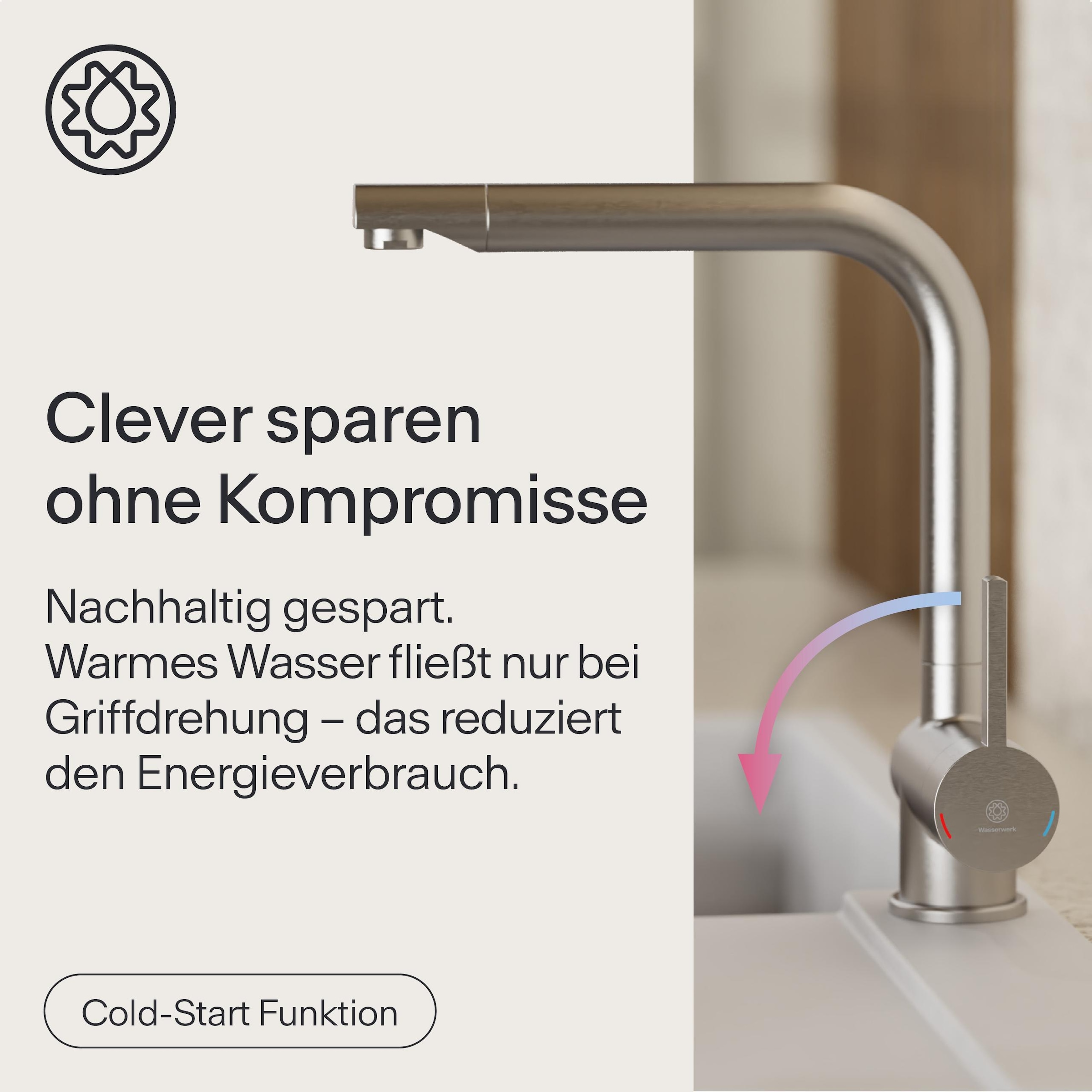 WASSERWERK Spültischarmatur »WK 4, Wasserhahn, Küche, Einhebelmischer« 360° schwenkbar, Cold-Start-Funkt., geräuscharm