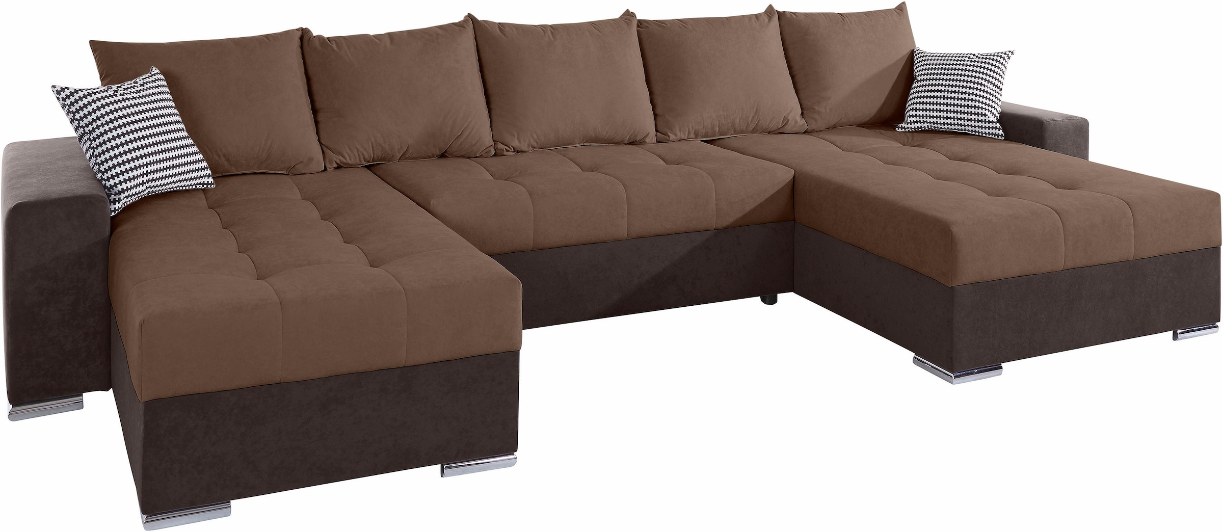 COLLECTION AB Wohnlandschaft »Josy XXL U-Form, B: 333 cm, mit 2 Recamieren 77 & 97 cm« mit Bettfunktion, Bettkasten & 2 Zierkissen, Federkern
