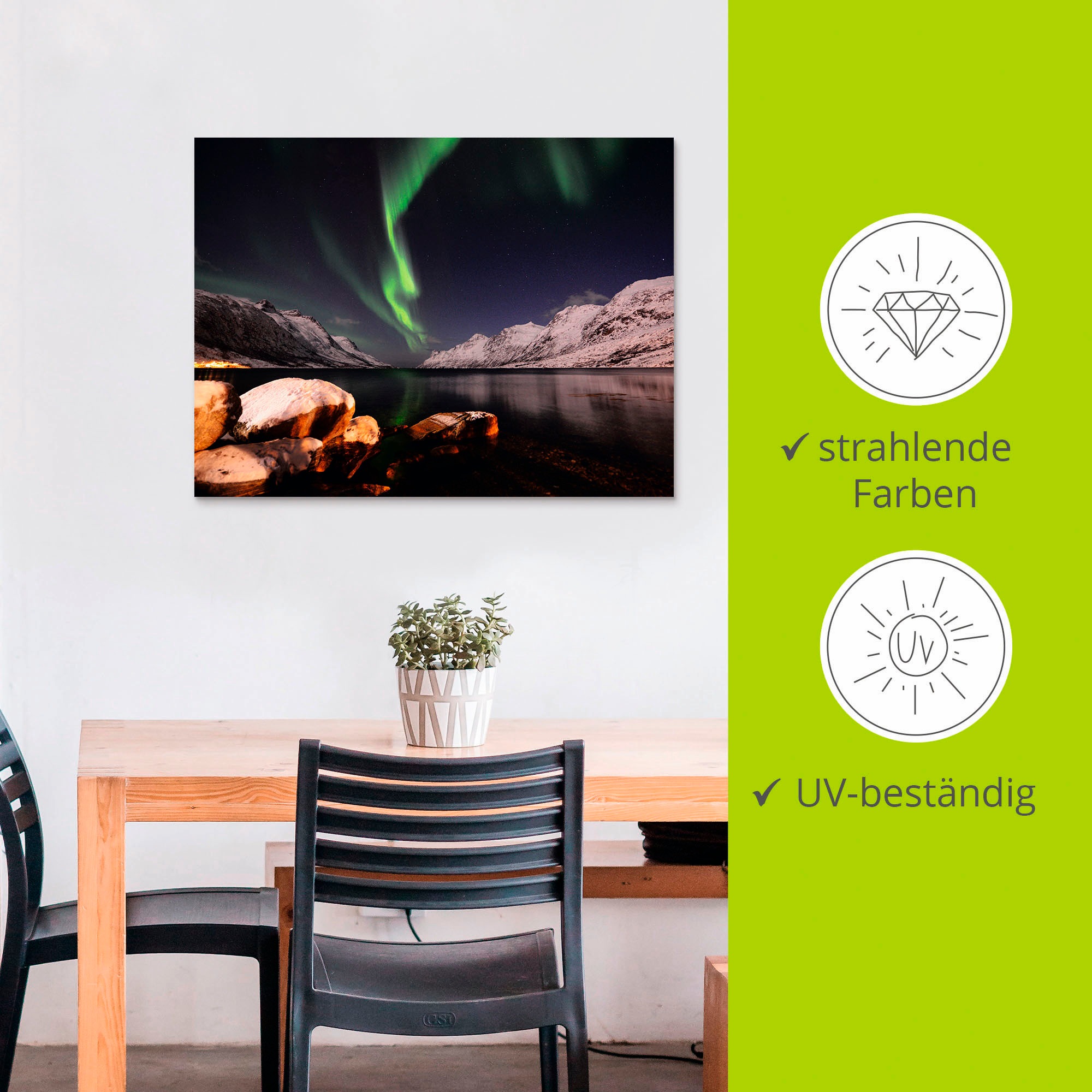 Artland Wandbild »Nordlicht Norwegen II« Himmel 1 Stk. tlg. als Alubild, Outdoorbild, Poster in verschied. Größen