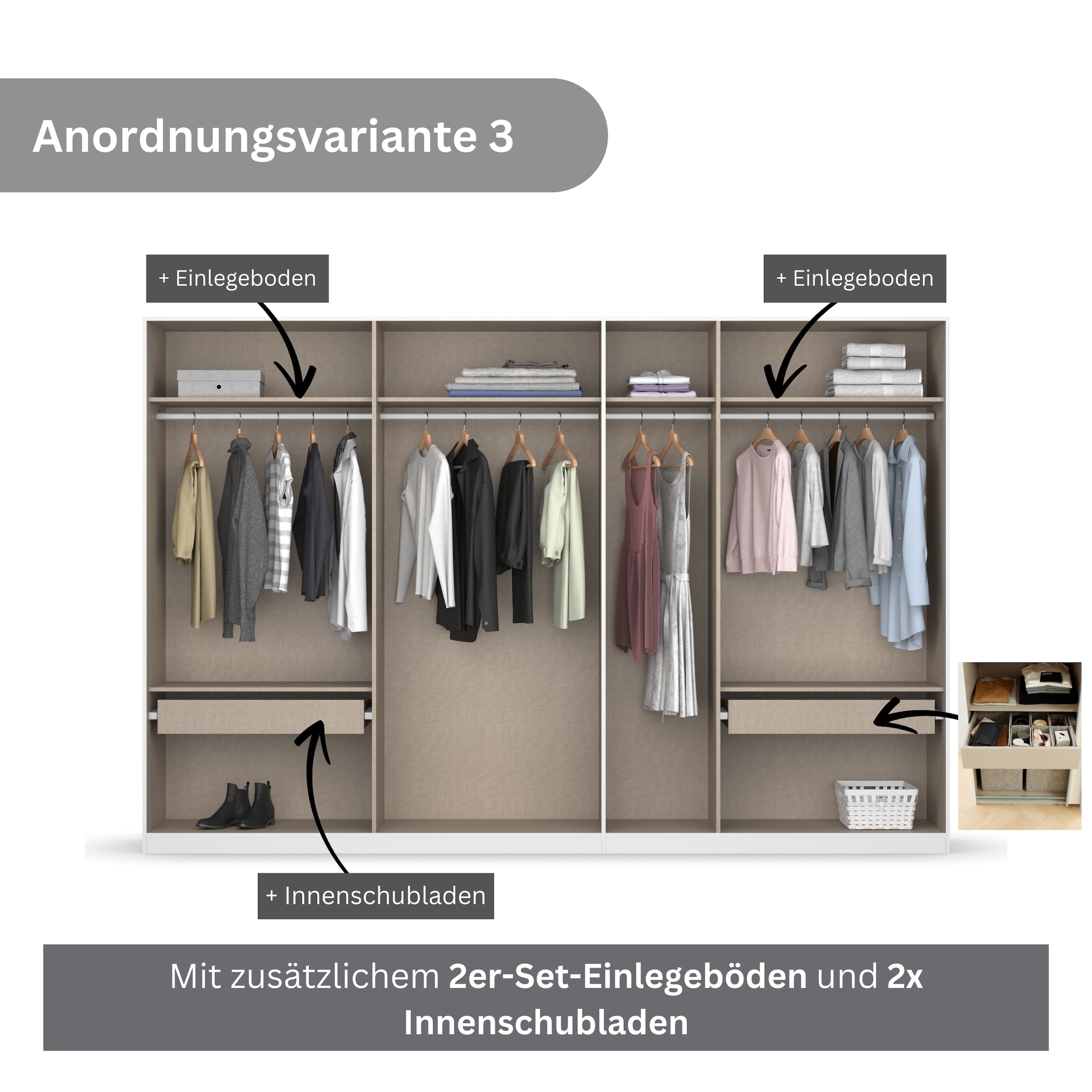 rauch Drehtürenschrank »Koluna«, Hochglanzfront, inkl. 2 Innenschubladen sowie extra Böden