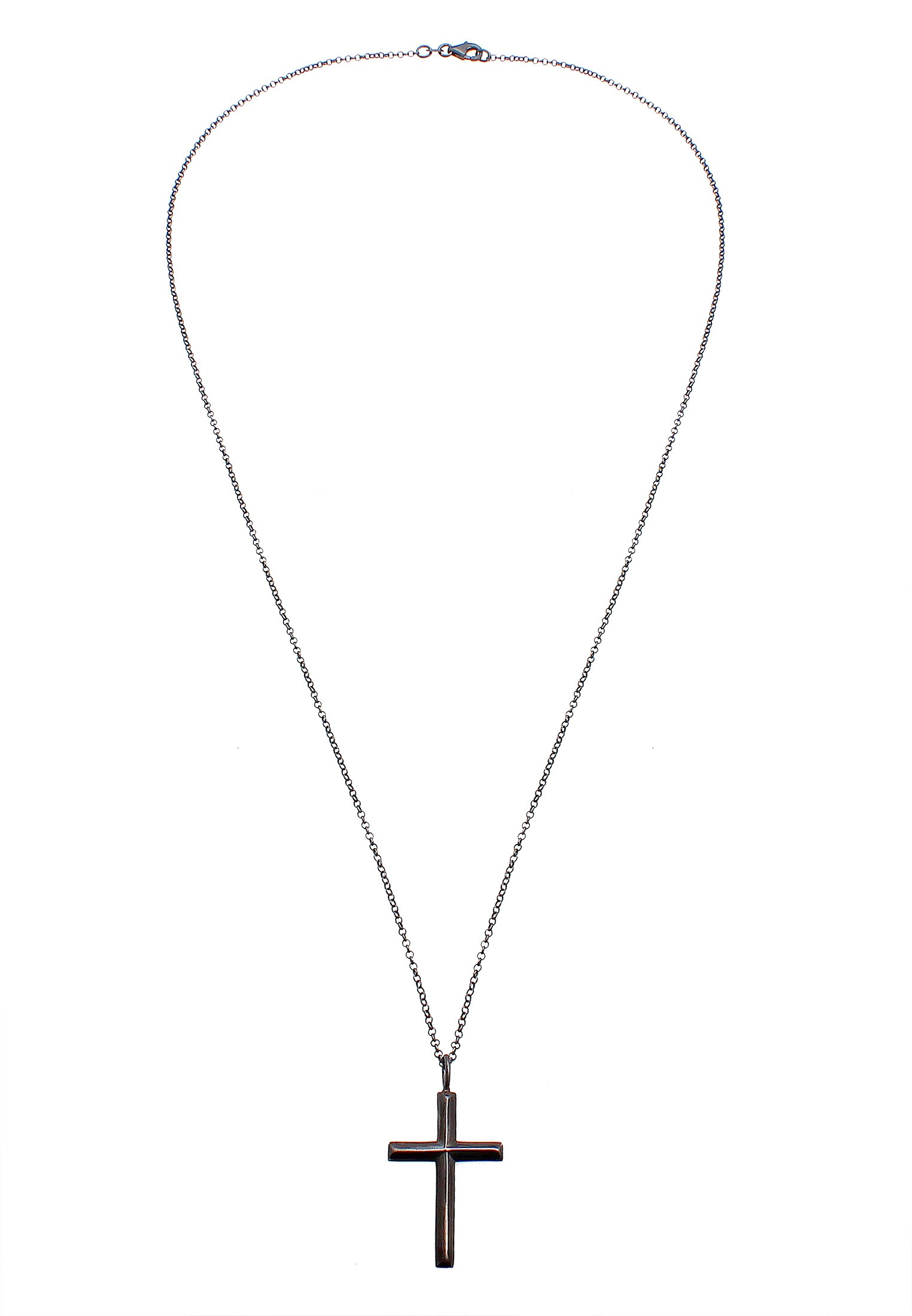 Kuzzoi Lange Kette »Halskette Herren mit Kreuz Oxidiert Massiv 925 Silber«