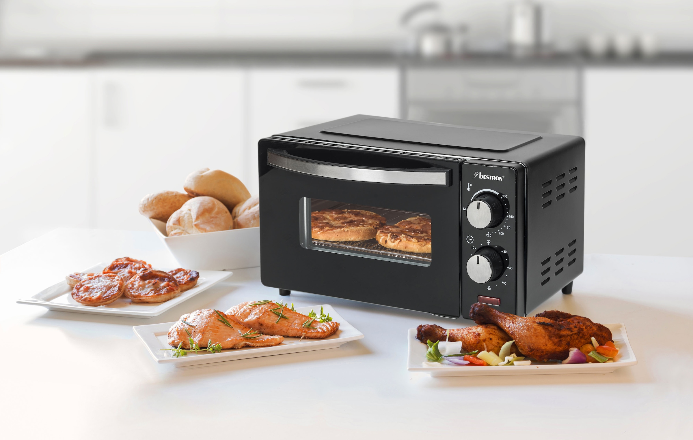 bestron Minibackofen »AOV9 kompaktes Gerät«, 800 Watt, Schwarz mit 3 Jahren  XXL Garantie