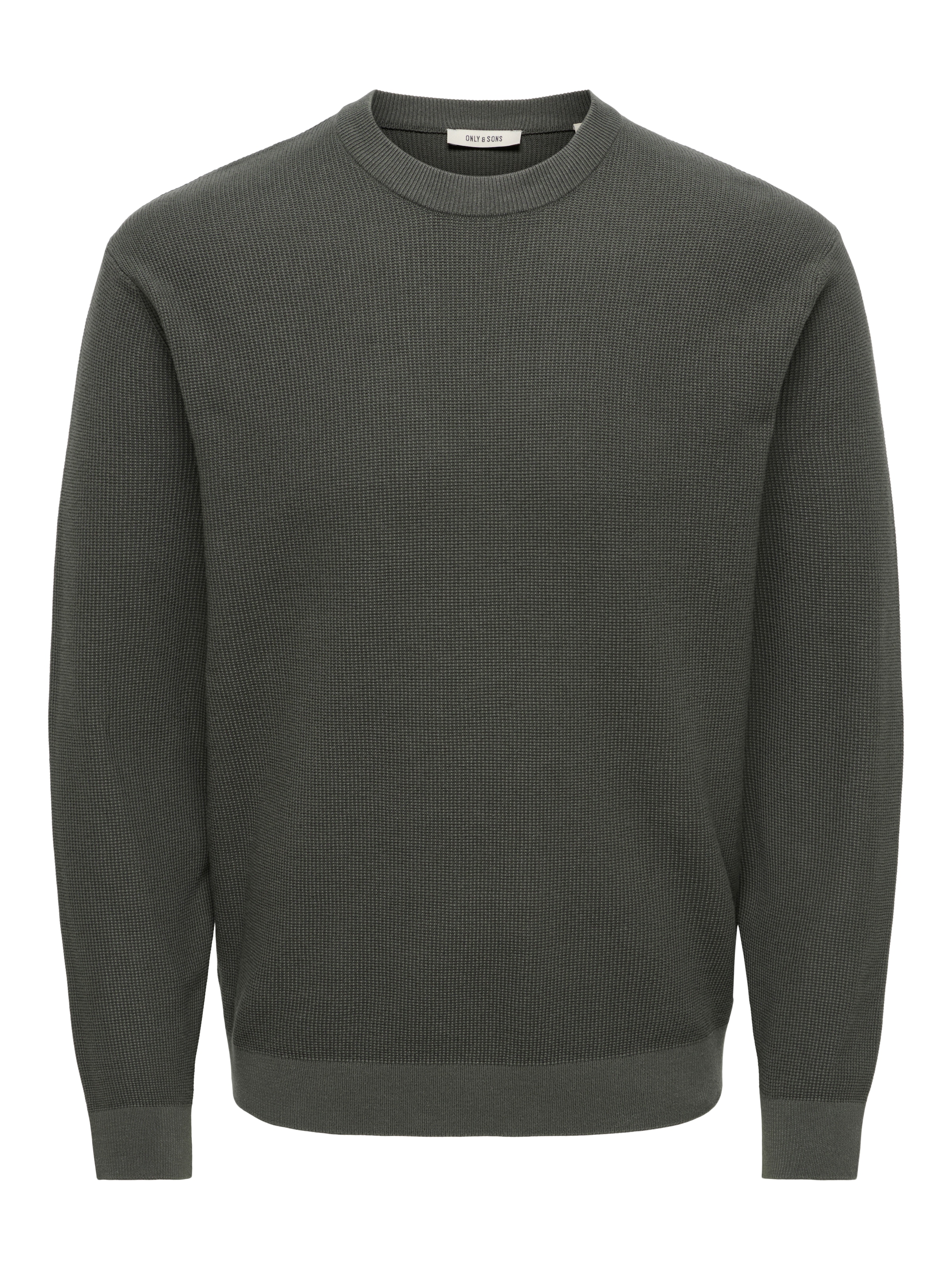 ONLY & SONS Rundhalspullover »ONSTONY DS 12 LS WAFFLE CREW KNIT« Baumwolle, relaxed fit
